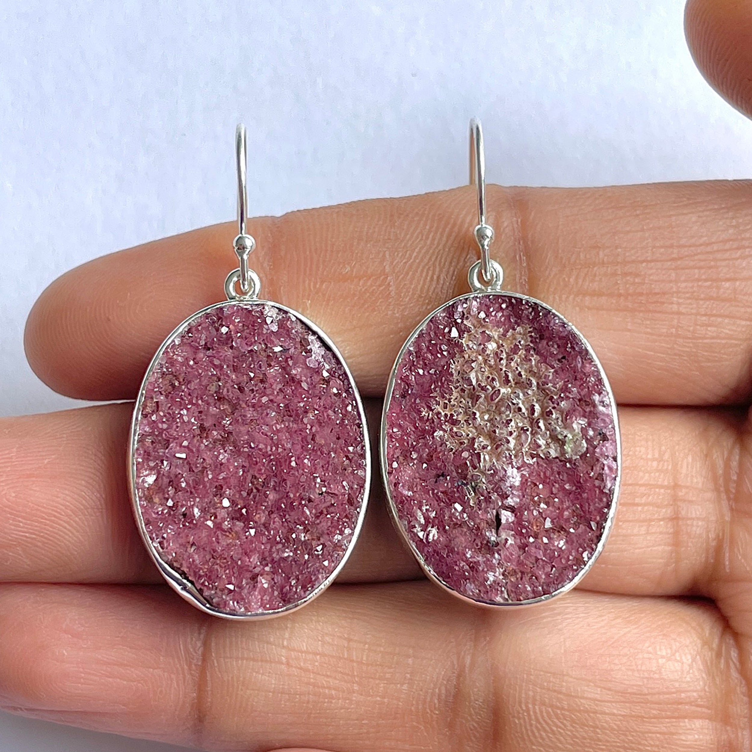 Cobalt Calcite Druzy Earring-(CBC-3-15)