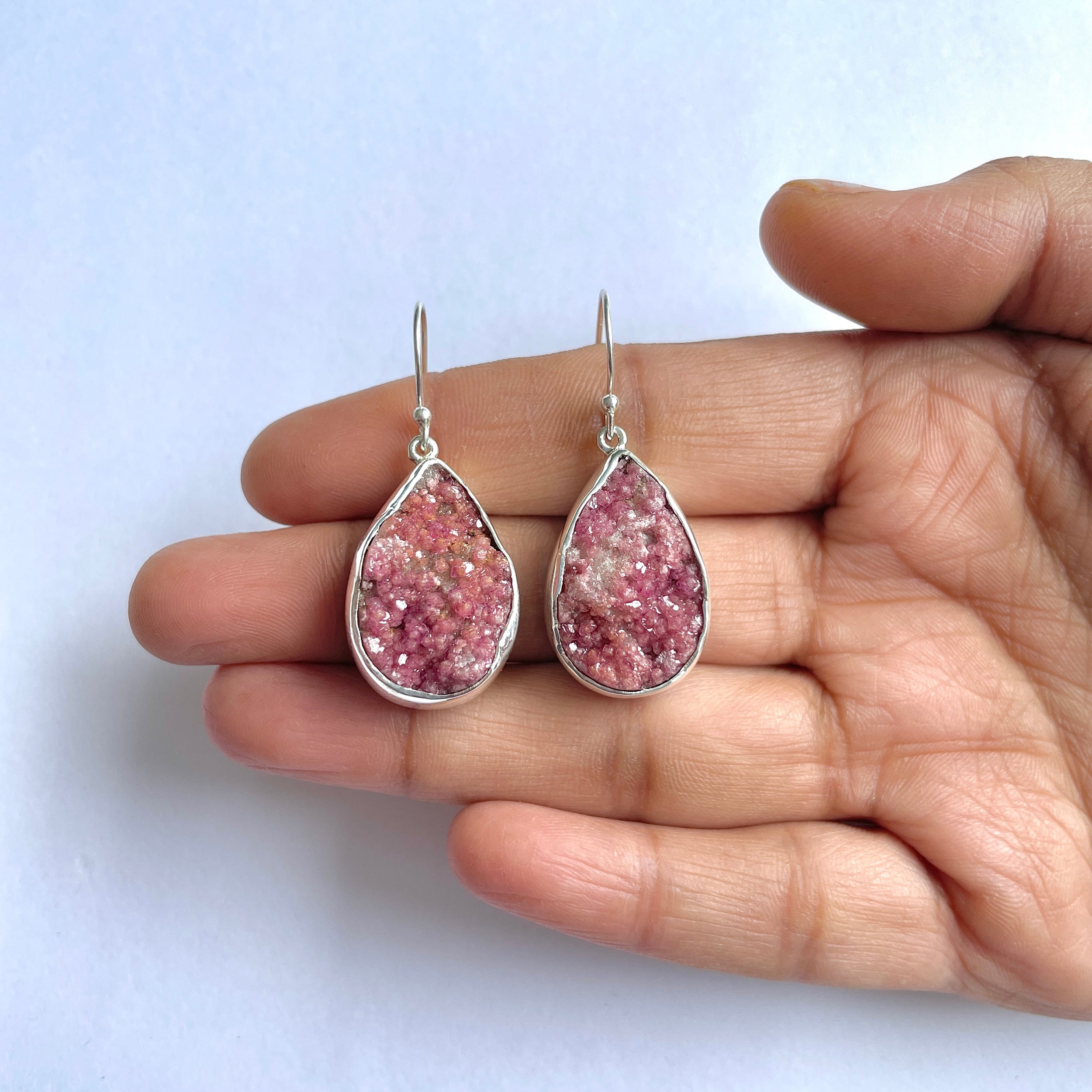 Cobalt Calcite Druzy Earring-(CBC-3-17)