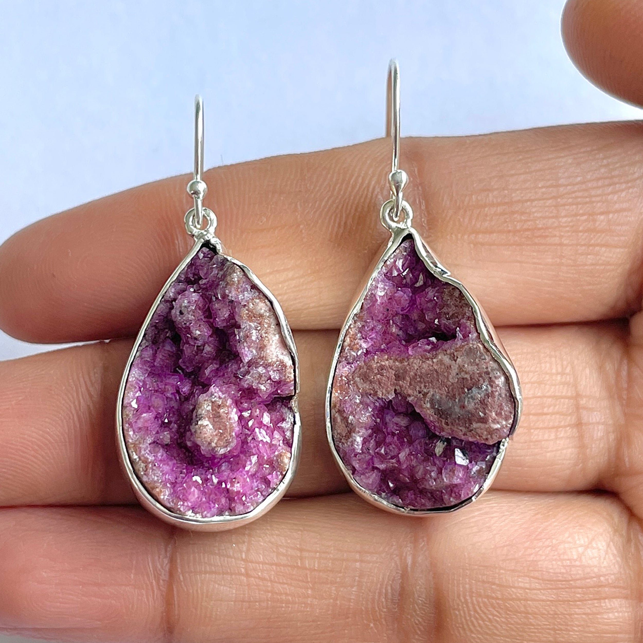 Cobalt Calcite Druzy Earring-(CBC-3-8)