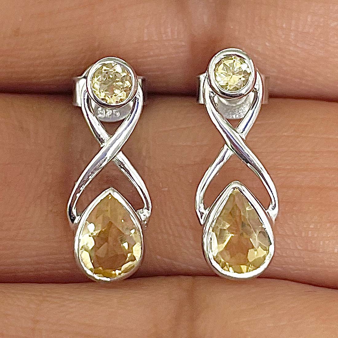 Citrine Stud Earring-(CIT-RDE-10)