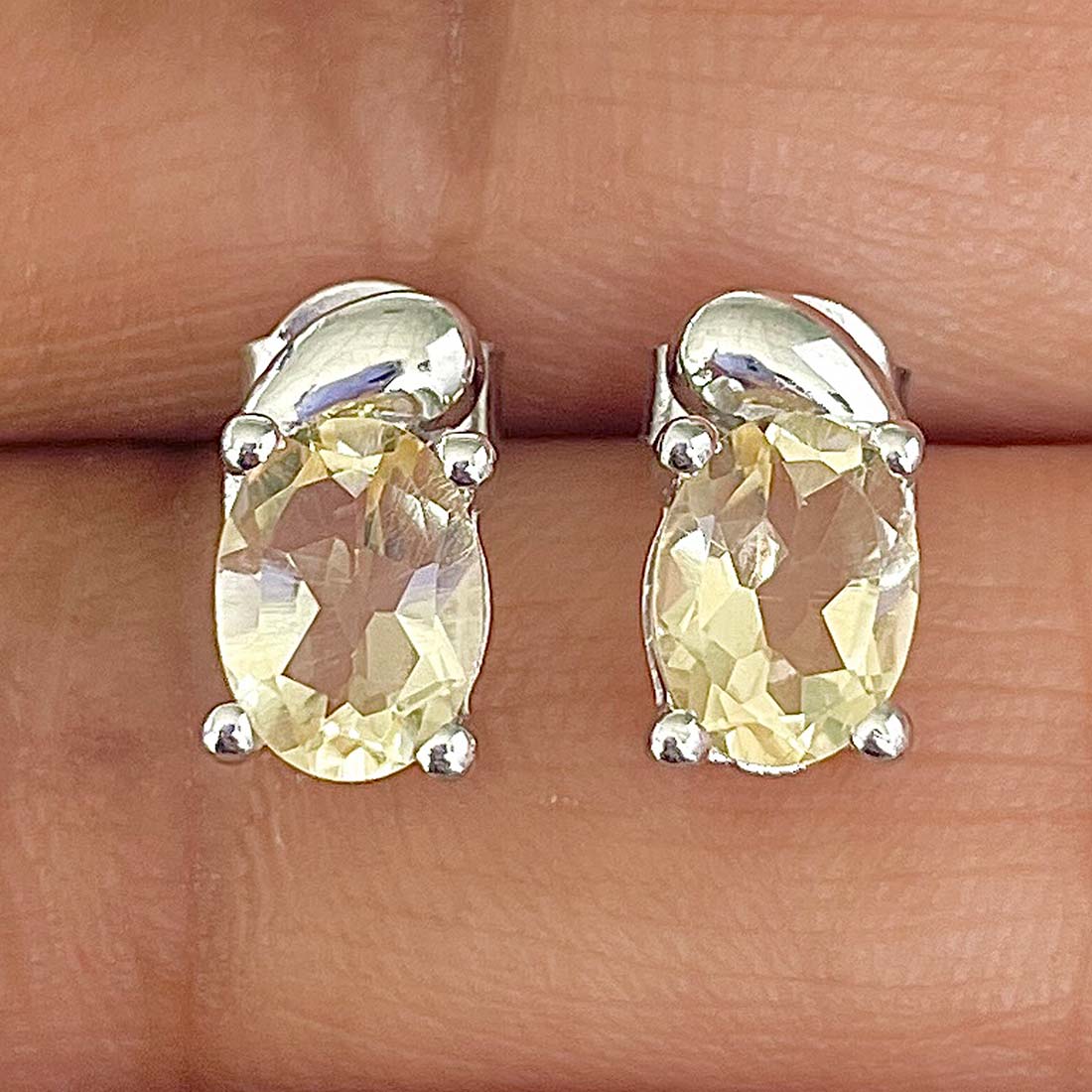 Citrine Stud Earring-(CIT-RDE-28)