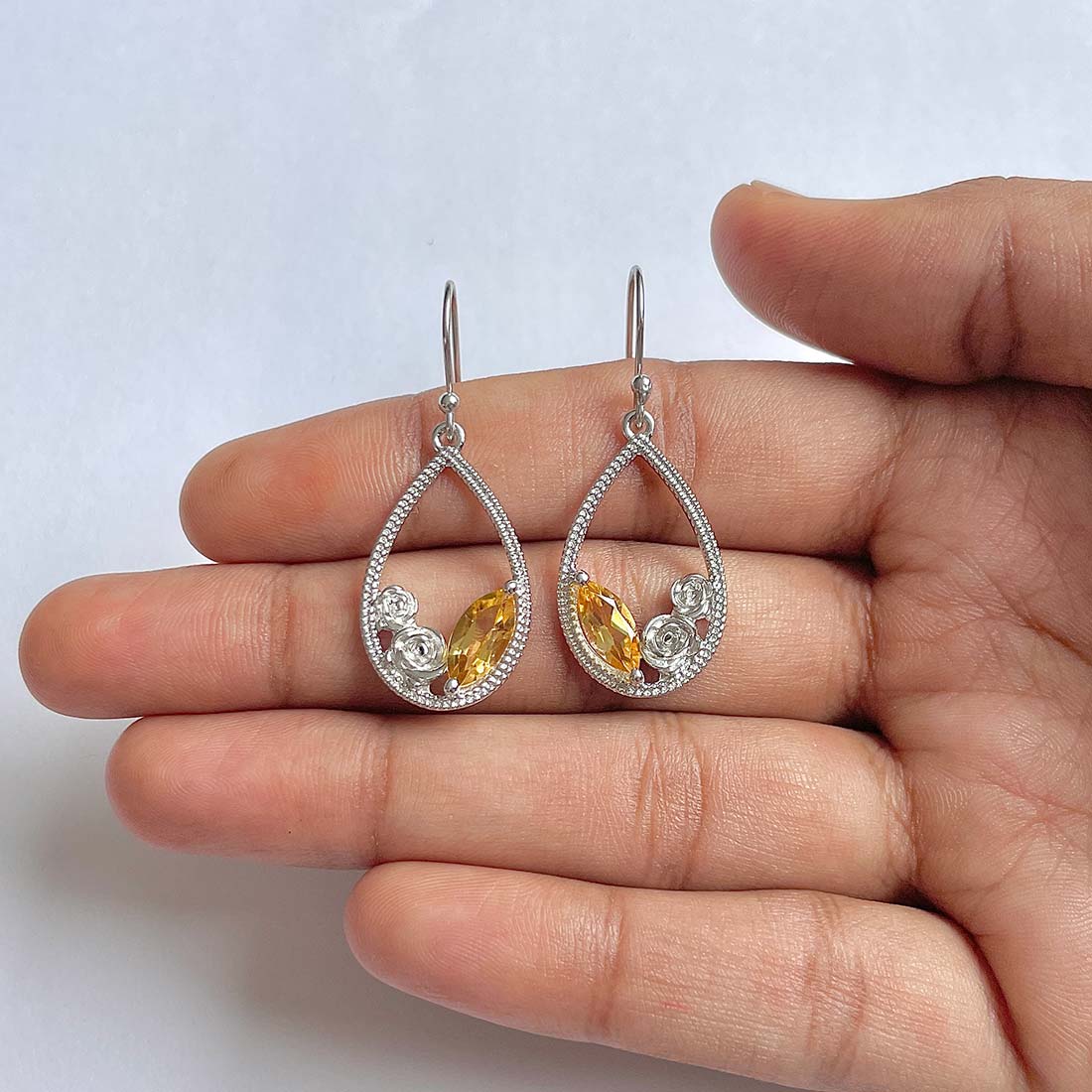 Citrine Earring-(CIT-RDE-69)