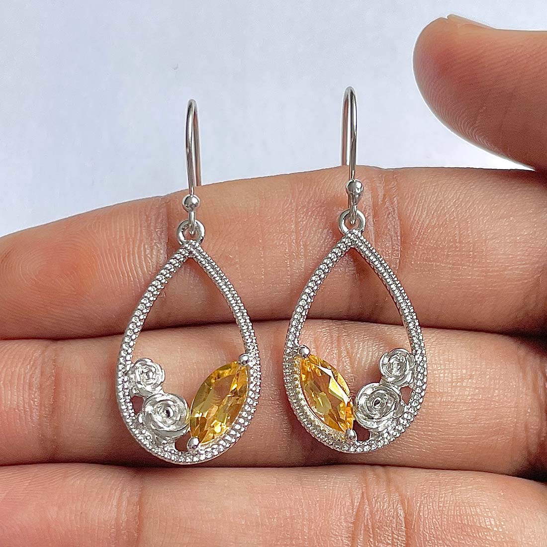 Citrine Earring-(CIT-RDE-69)