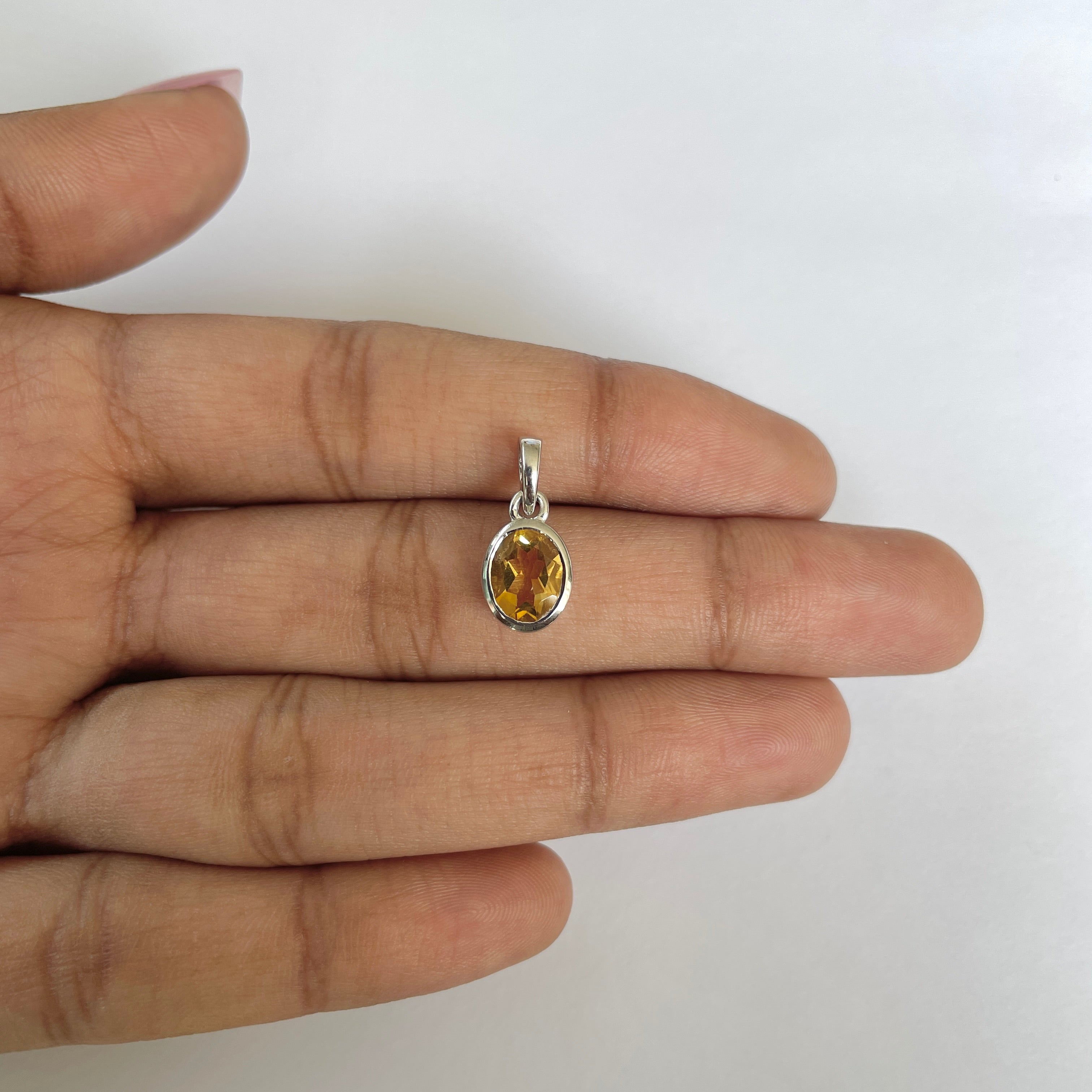 Citrine Pendant-(CIT-RDP-380)