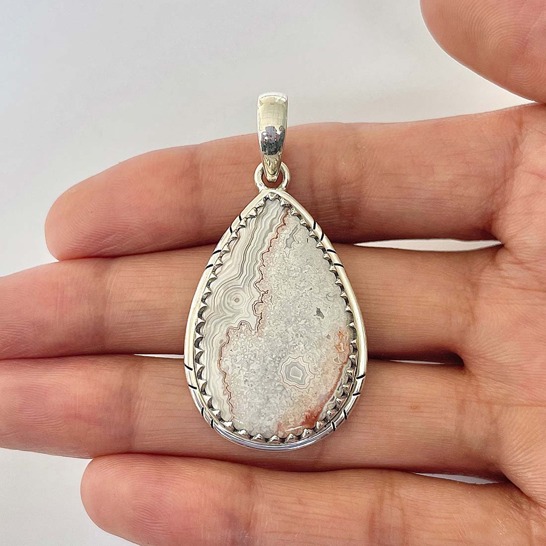 Crazy Lace Agate Pendant-(CLA-1-13)