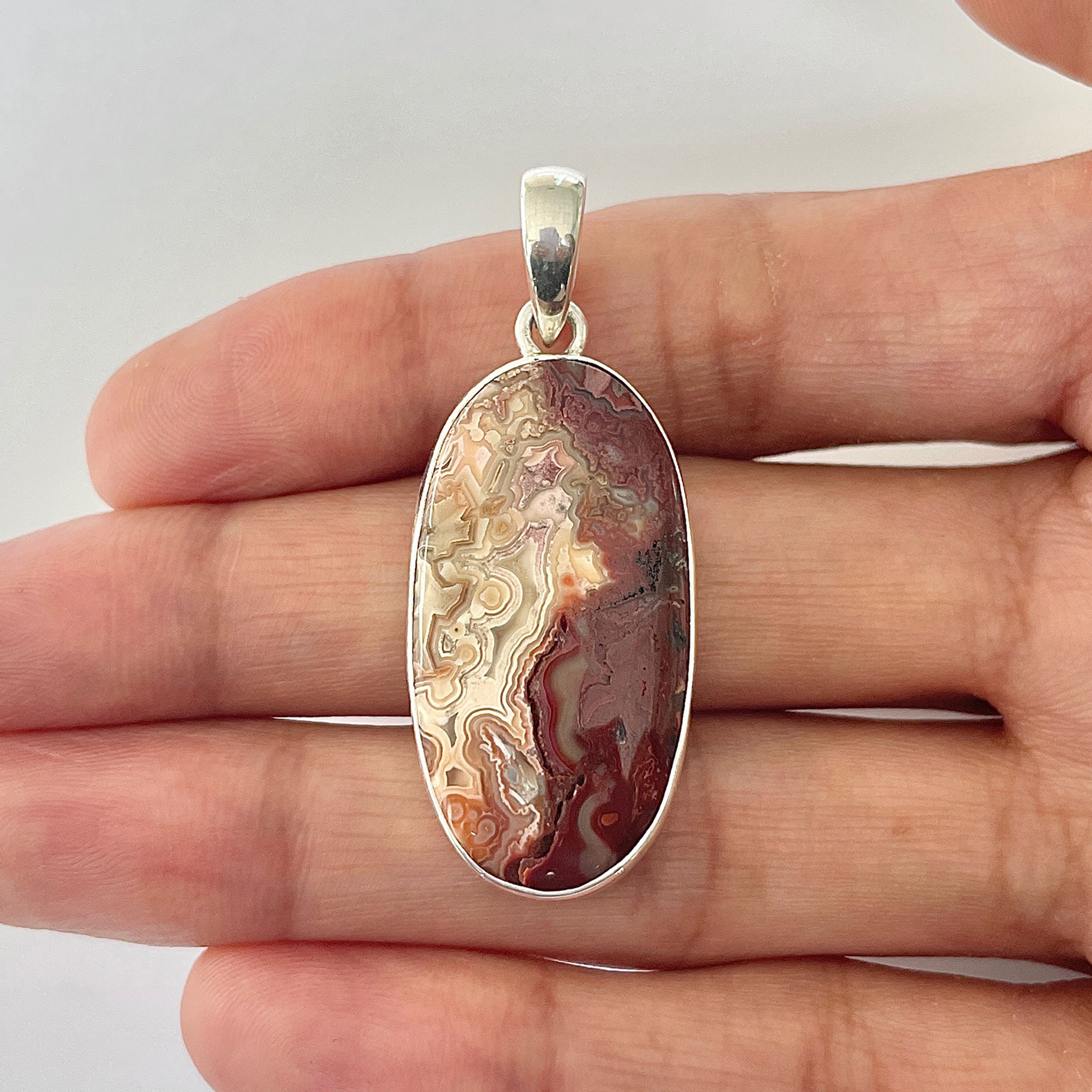 Crazy Lace Agate Pendant-(CLA-1-19)