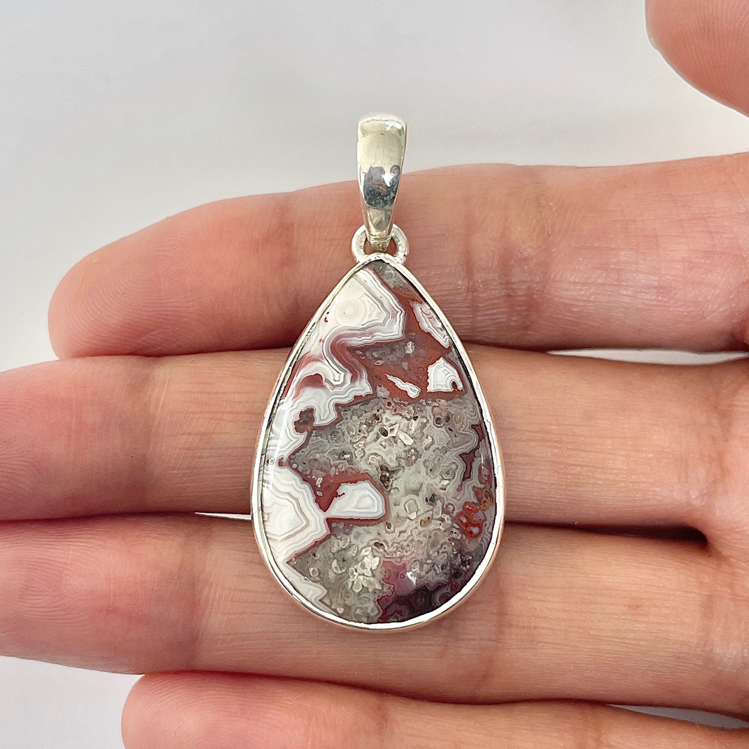 Crazy Lace Agate Pendant-(CLA-1-6)
