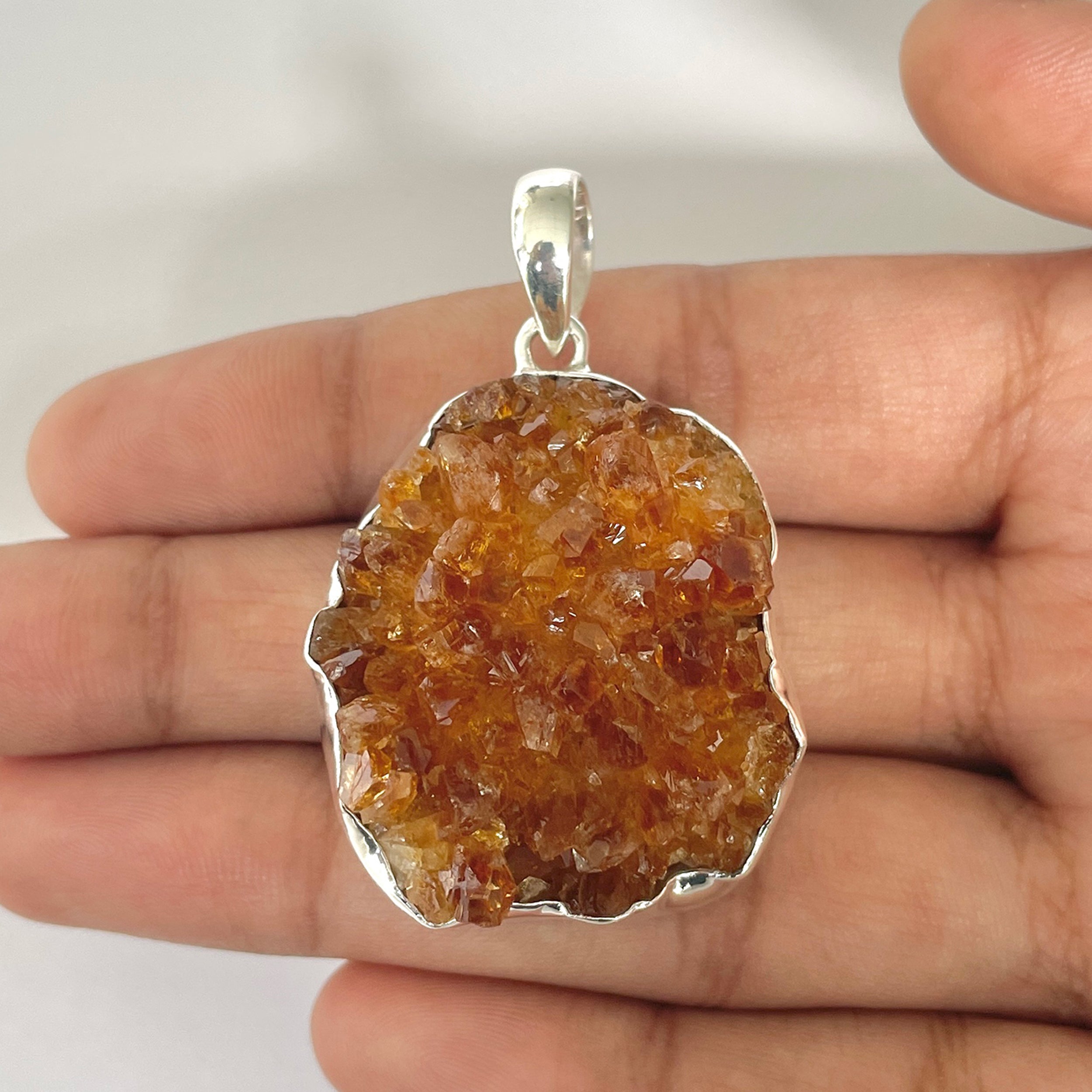 Citrine Druzy Pendant-(CTD-1-1)
