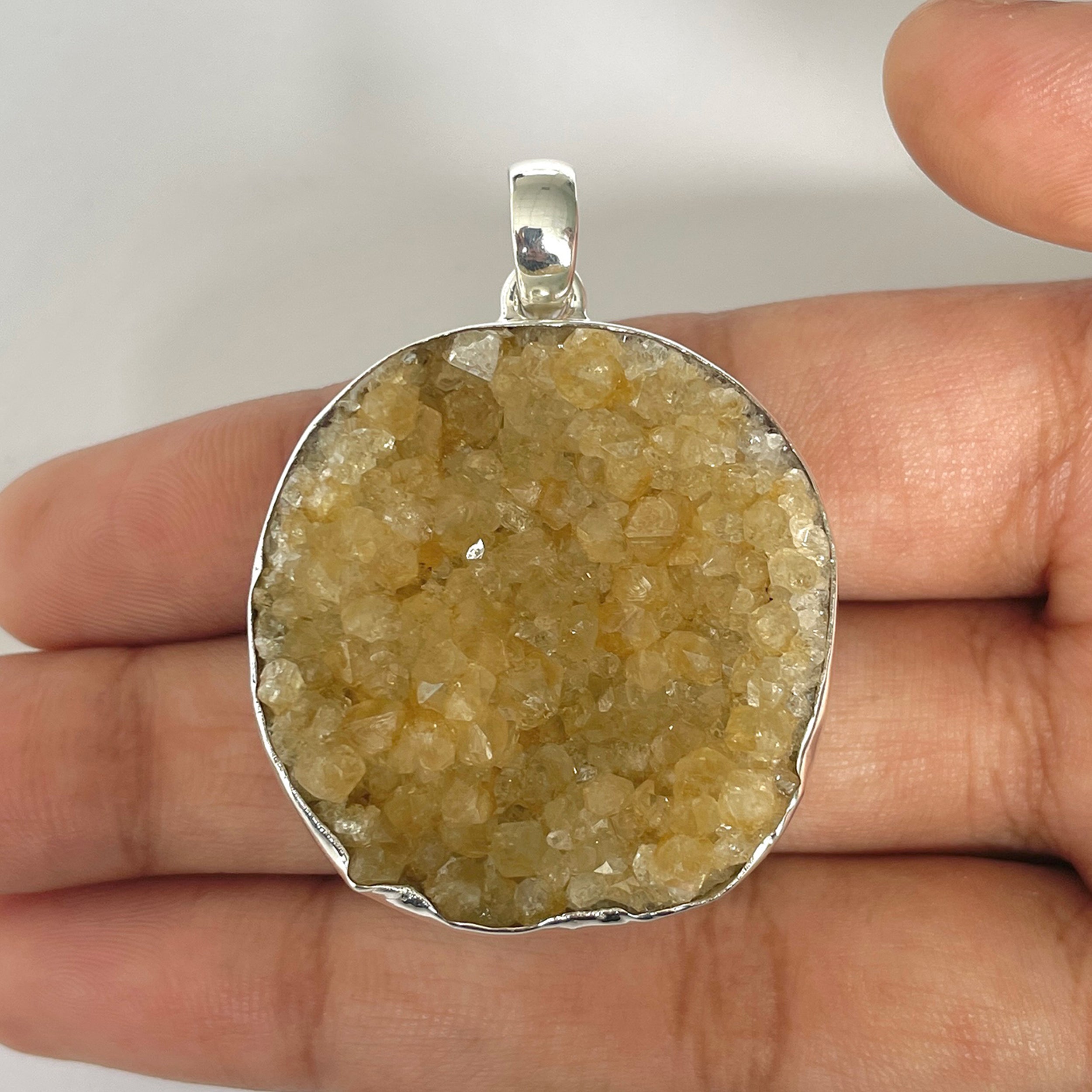 Citrine Druzy Pendant-(CTD-1-10)