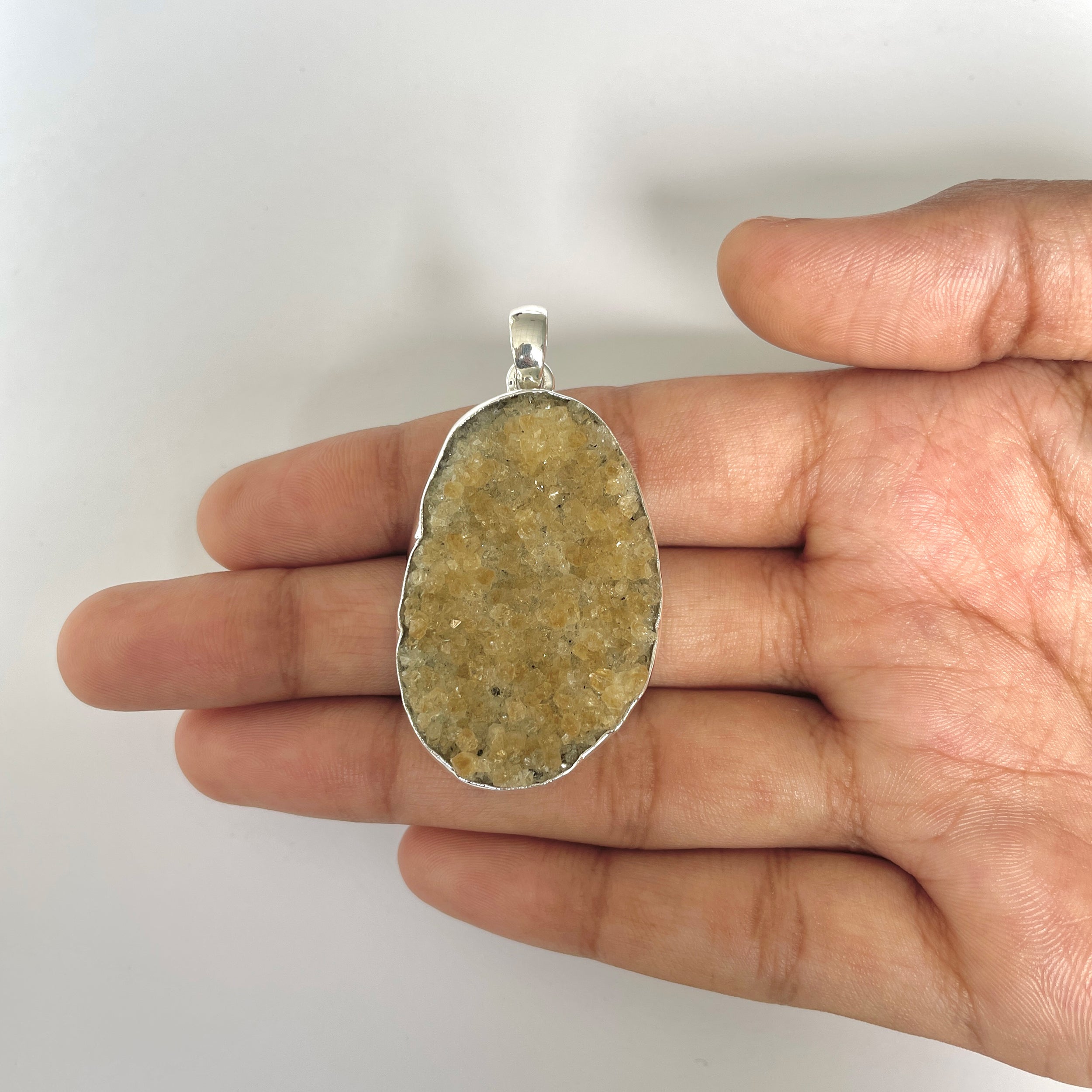 Citrine Druzy Pendant-(CTD-1-11)