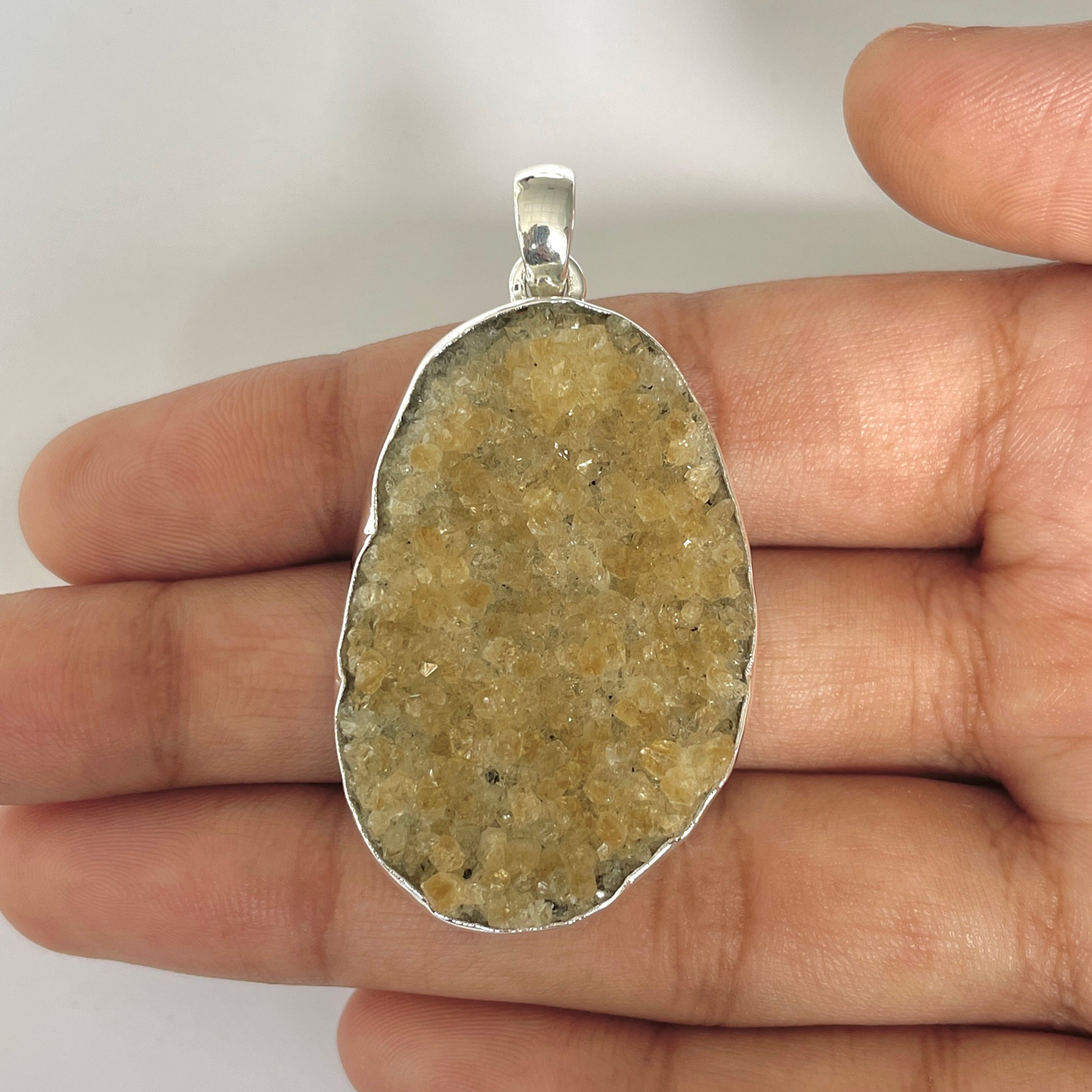 Citrine Druzy Pendant-(CTD-1-11)