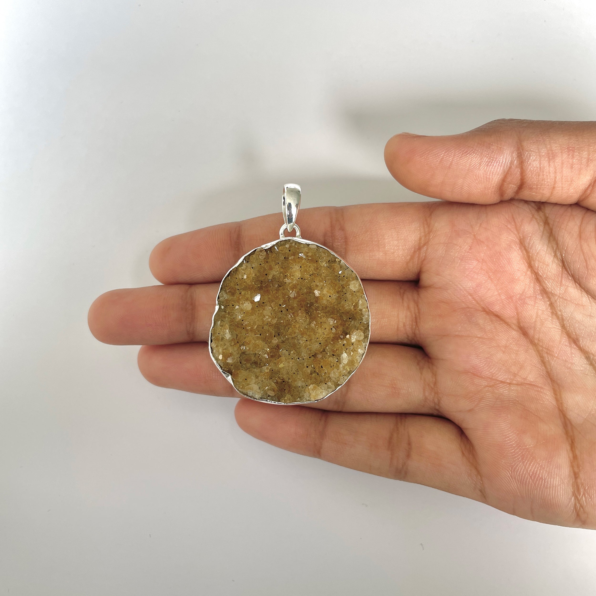 Citrine Druzy Pendant-(CTD-1-12)