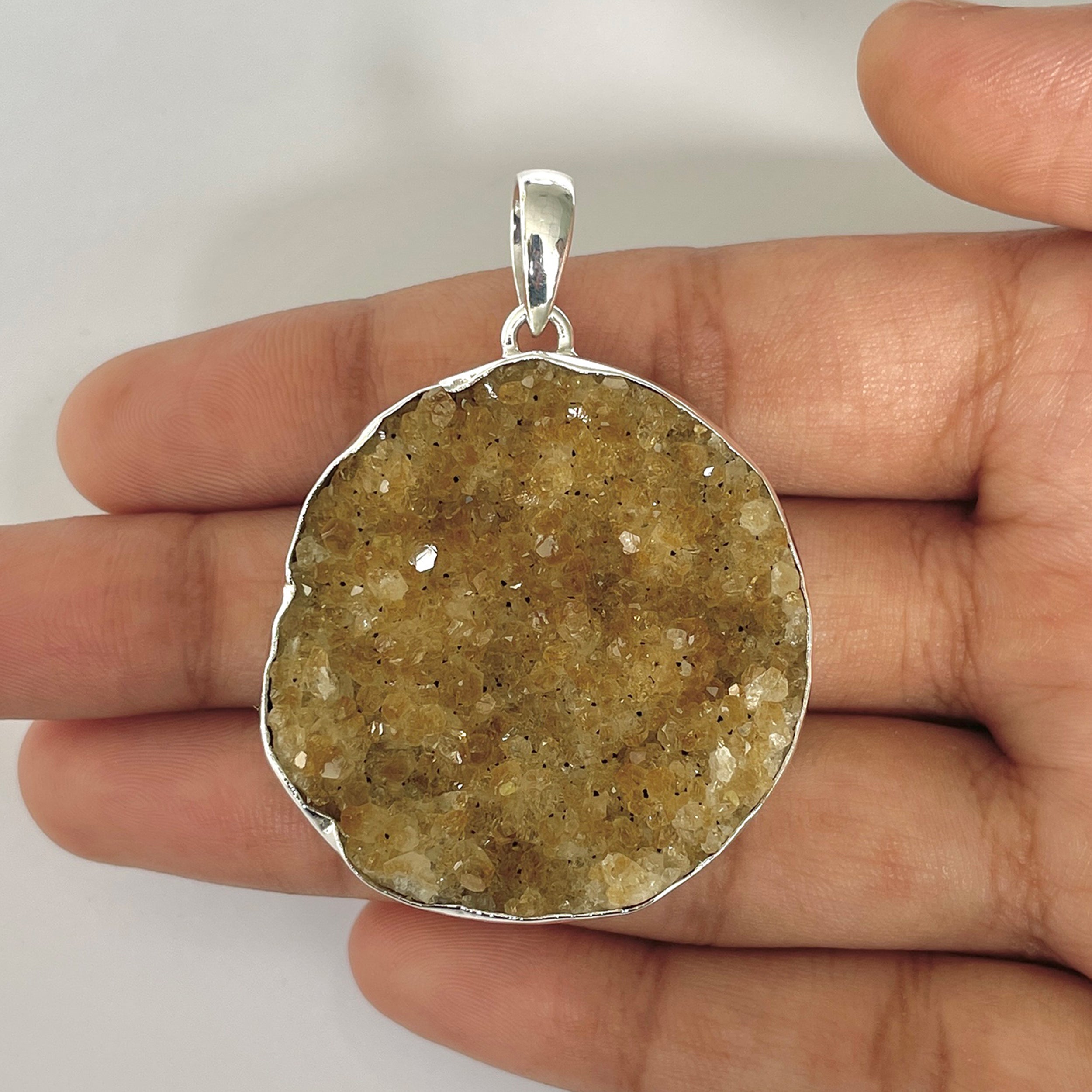 Citrine Druzy Pendant-(CTD-1-12)