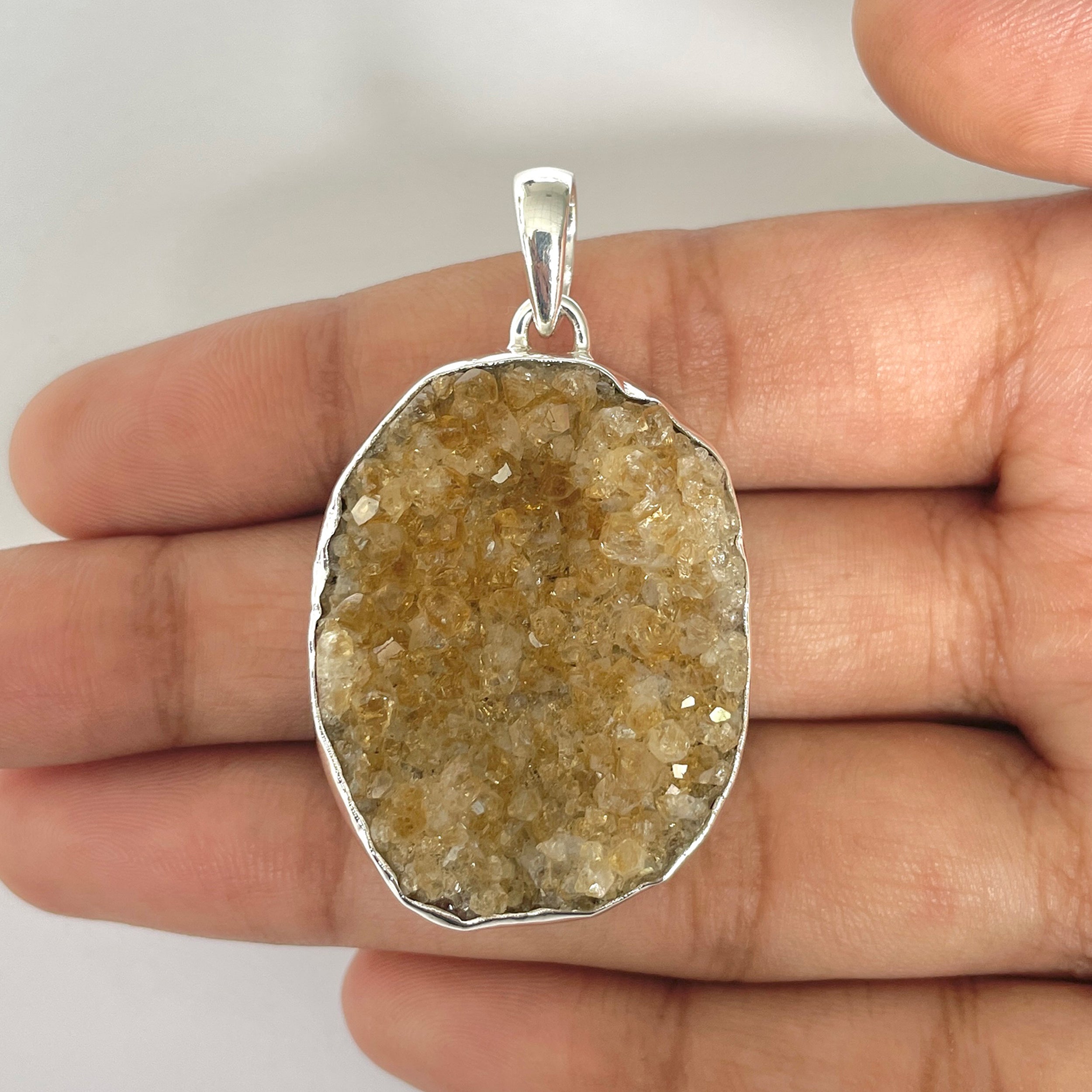 Citrine Druzy Pendant-(CTD-1-13)