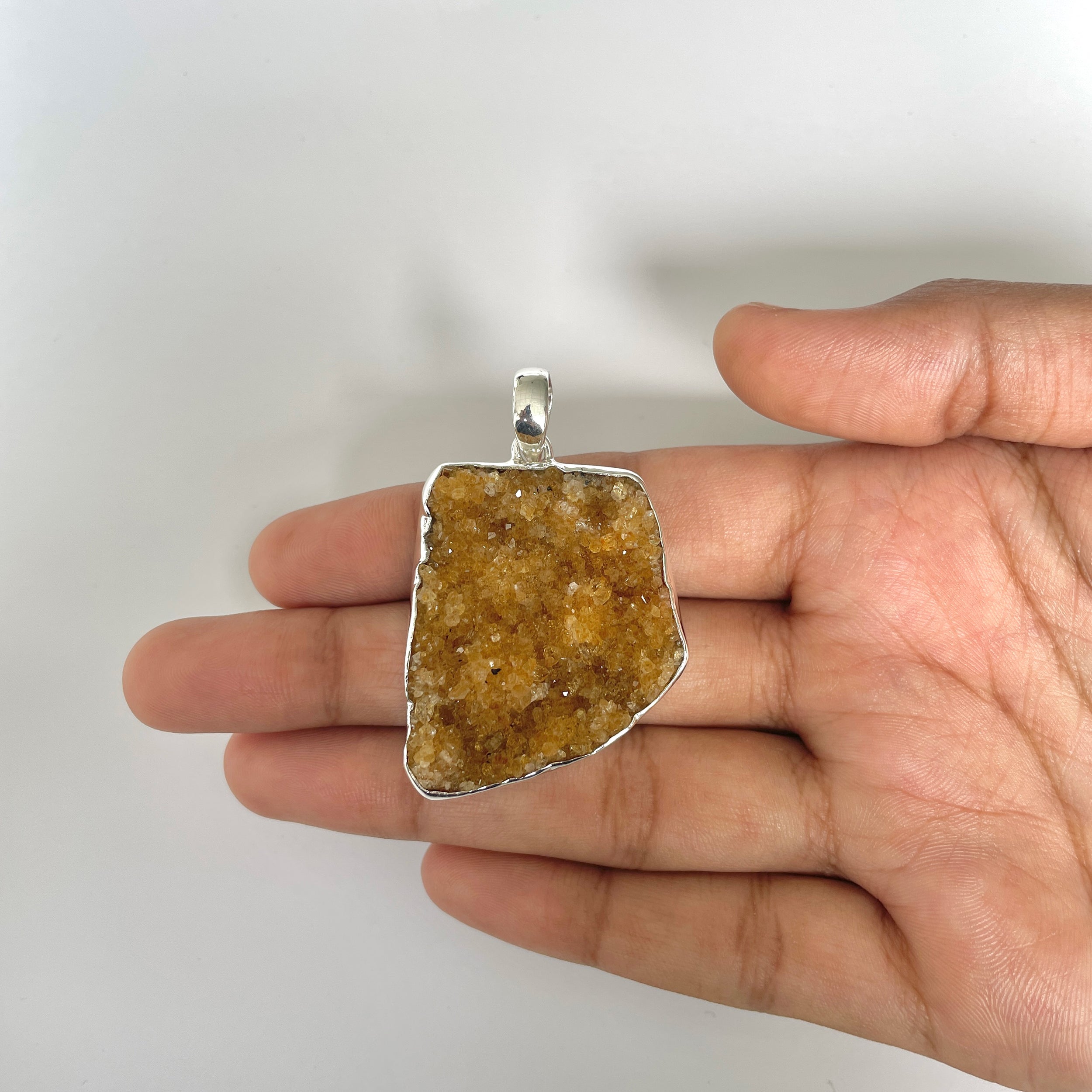 Citrine Druzy Pendant-(CTD-1-15)