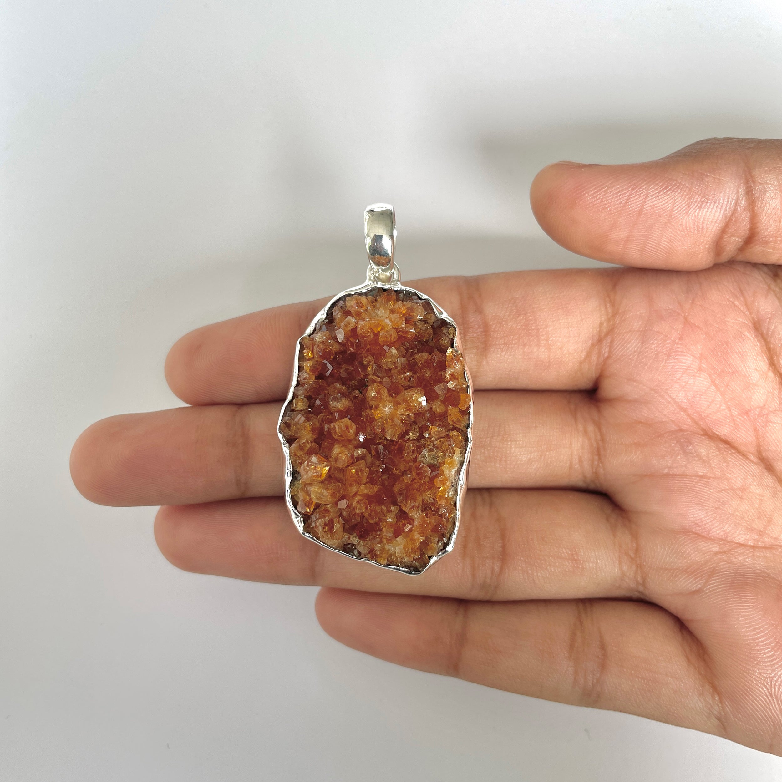 Citrine Druzy Pendant-(CTD-1-18)