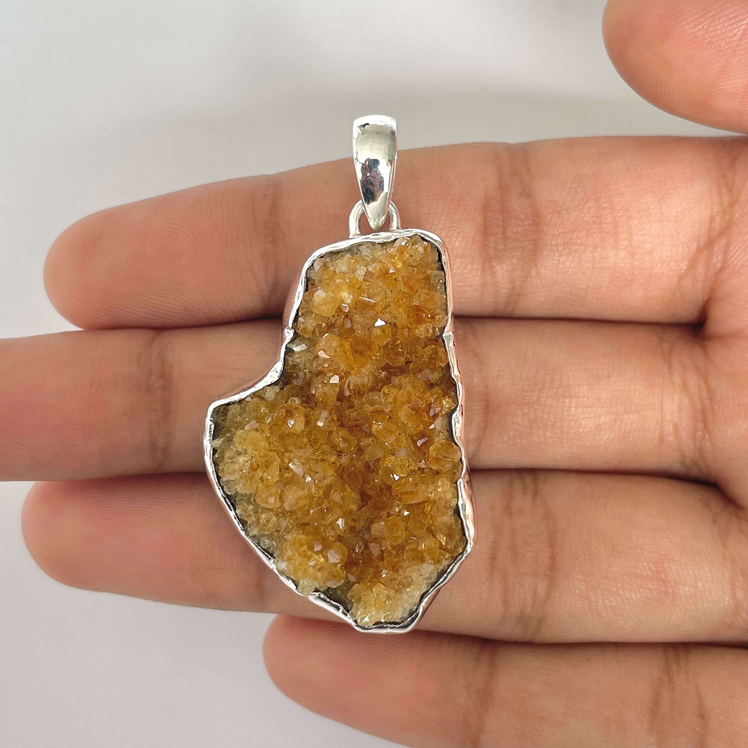 Citrine Druzy Pendant-(CTD-1-24)