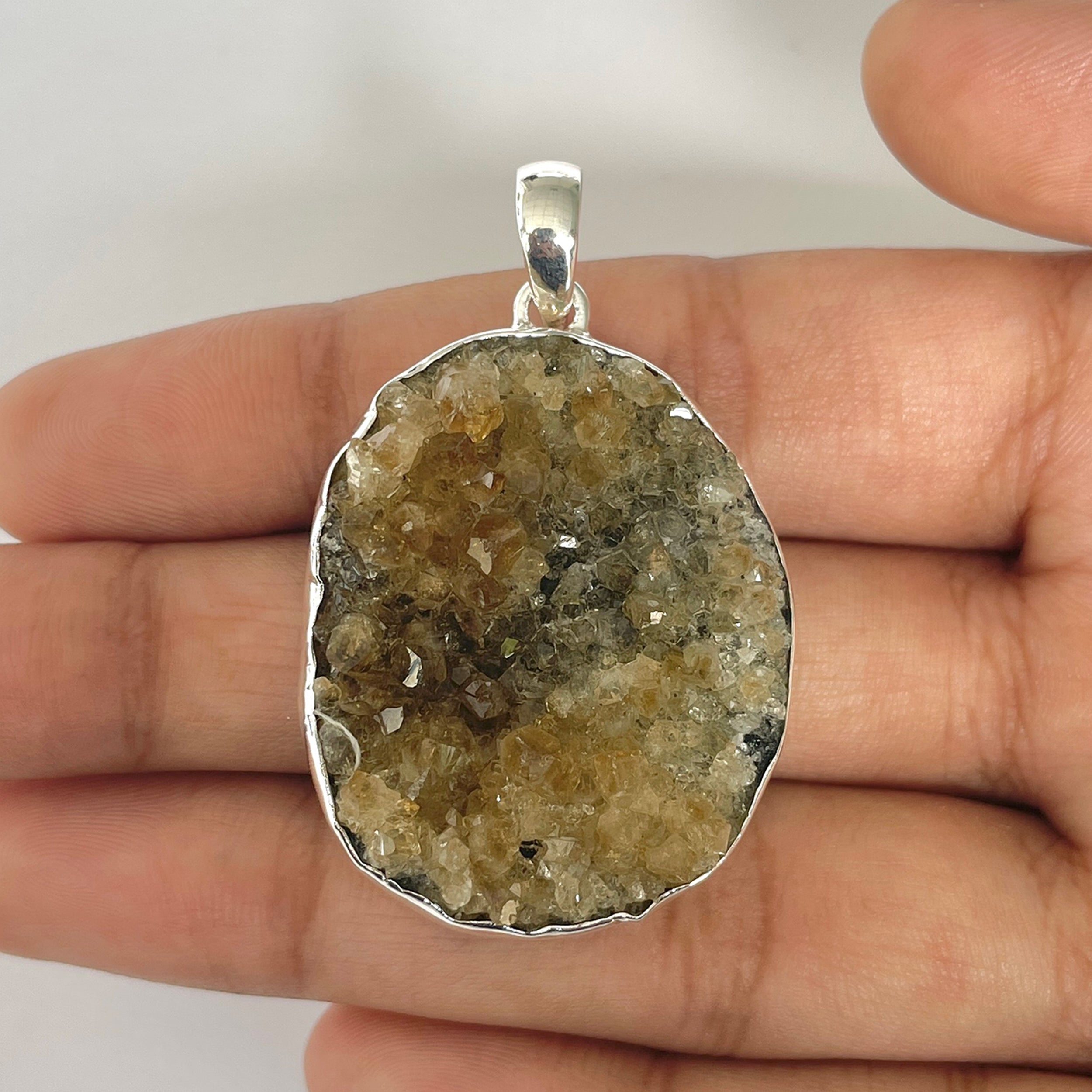 Citrine Druzy Pendant-(CTD-1-27)