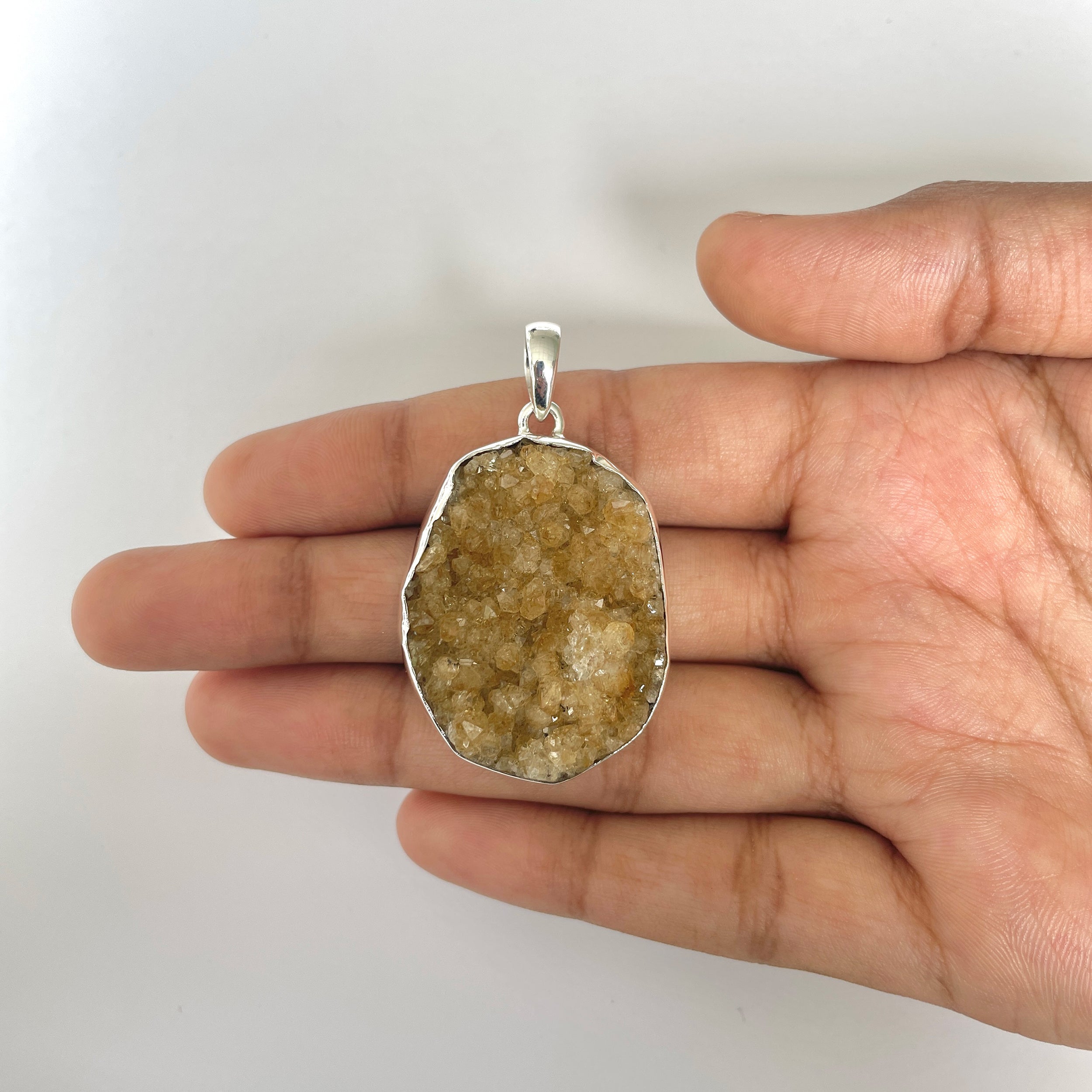 Citrine Druzy Pendant-(CTD-1-28)