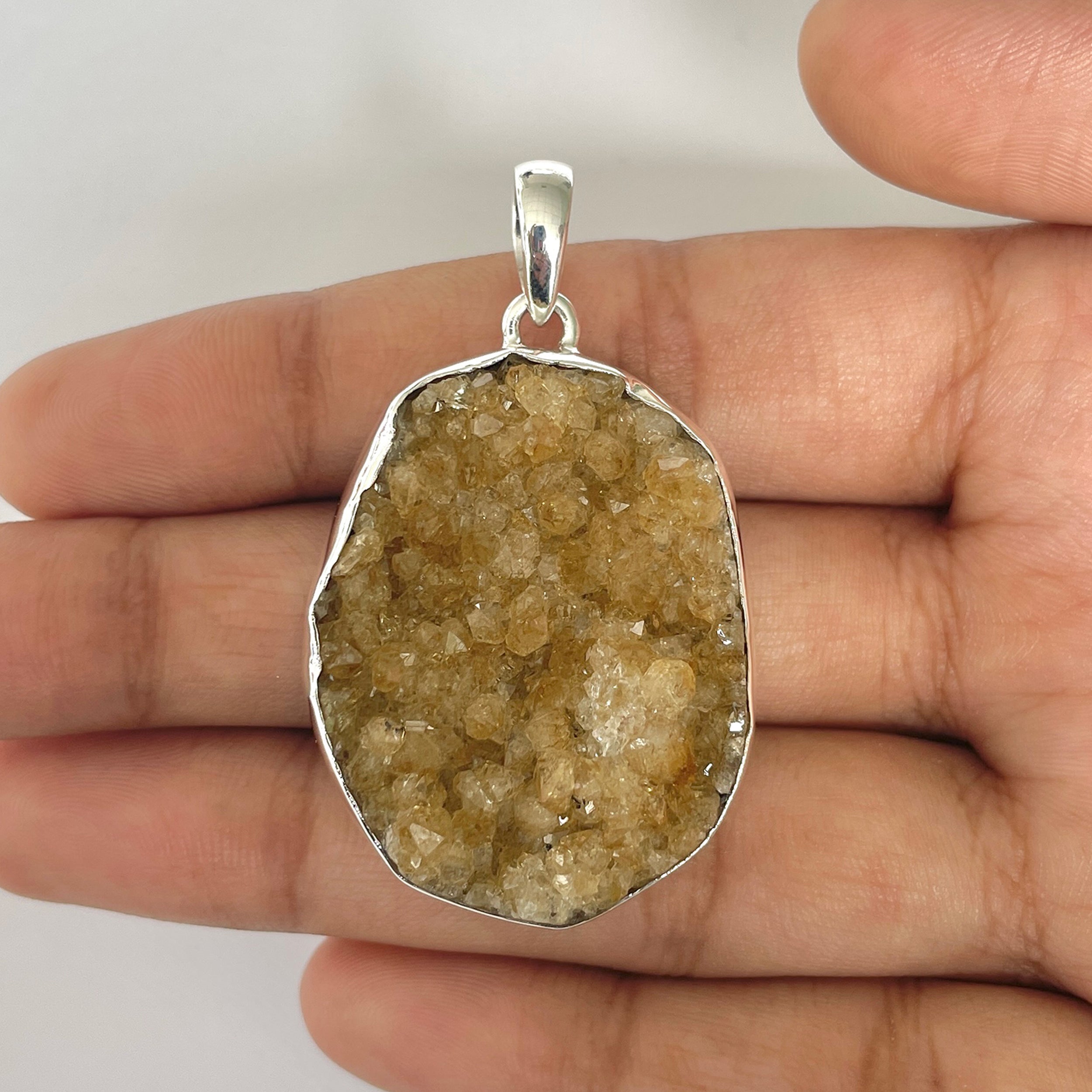 Citrine Druzy Pendant-(CTD-1-28)