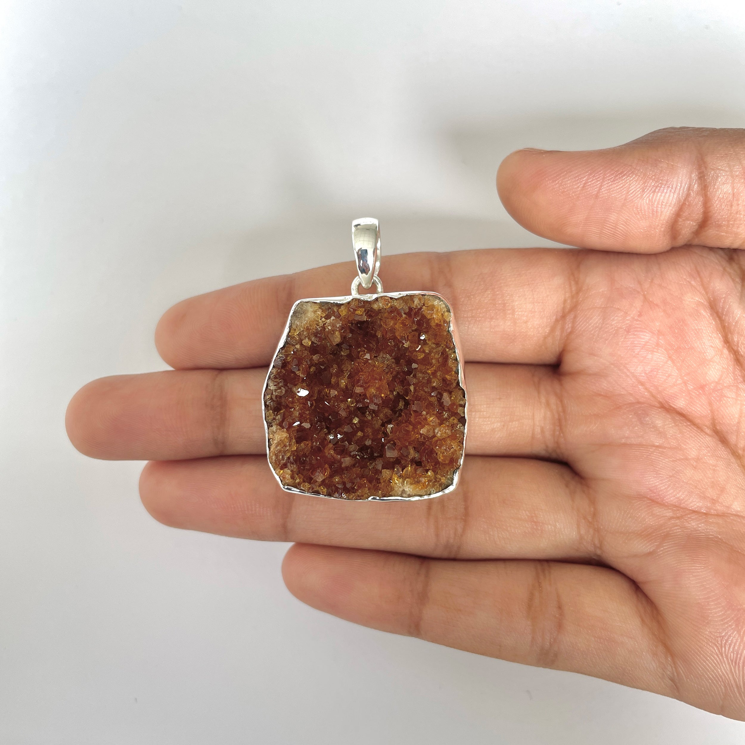 Citrine Druzy Pendant-(CTD-1-31)