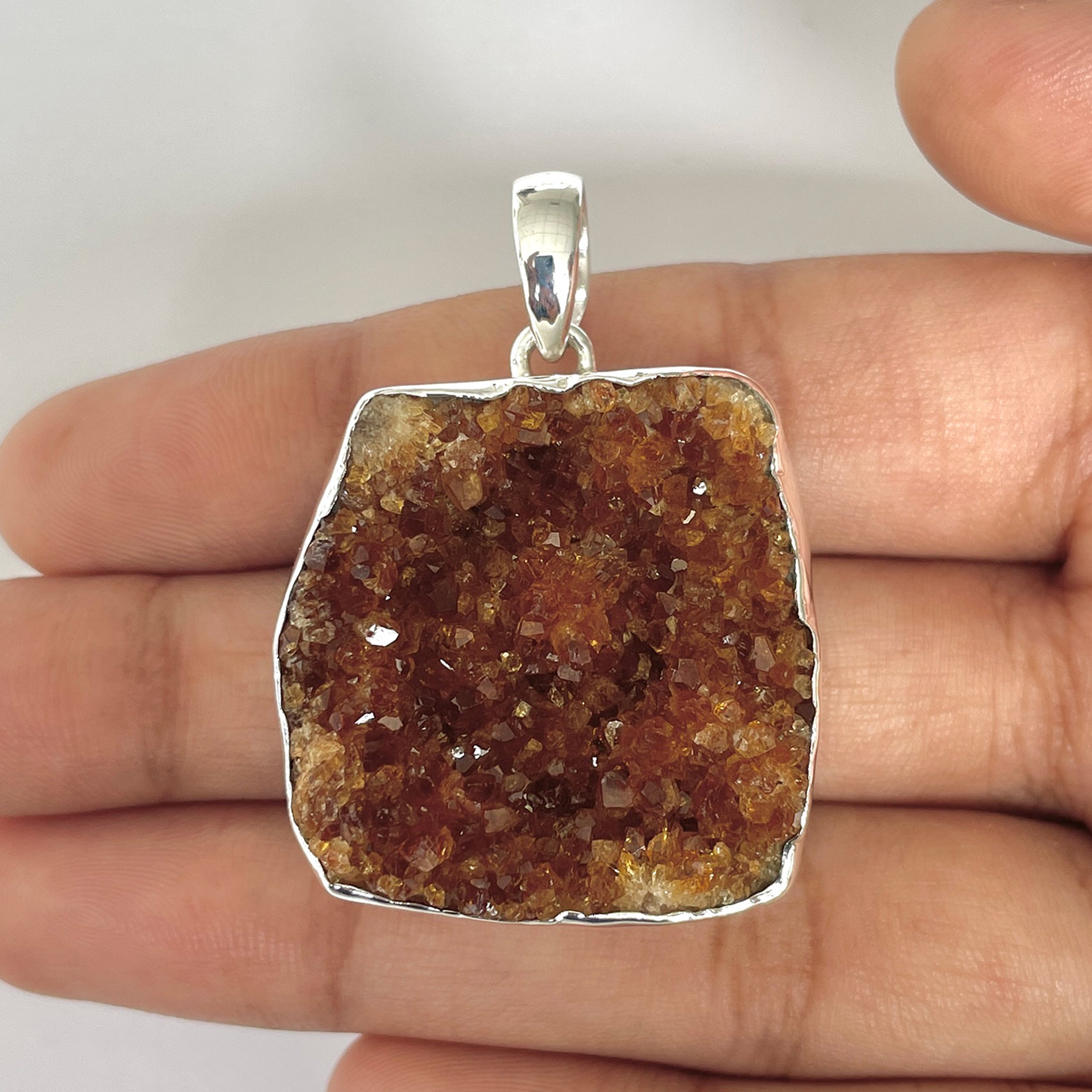 Citrine Druzy Pendant-(CTD-1-31)