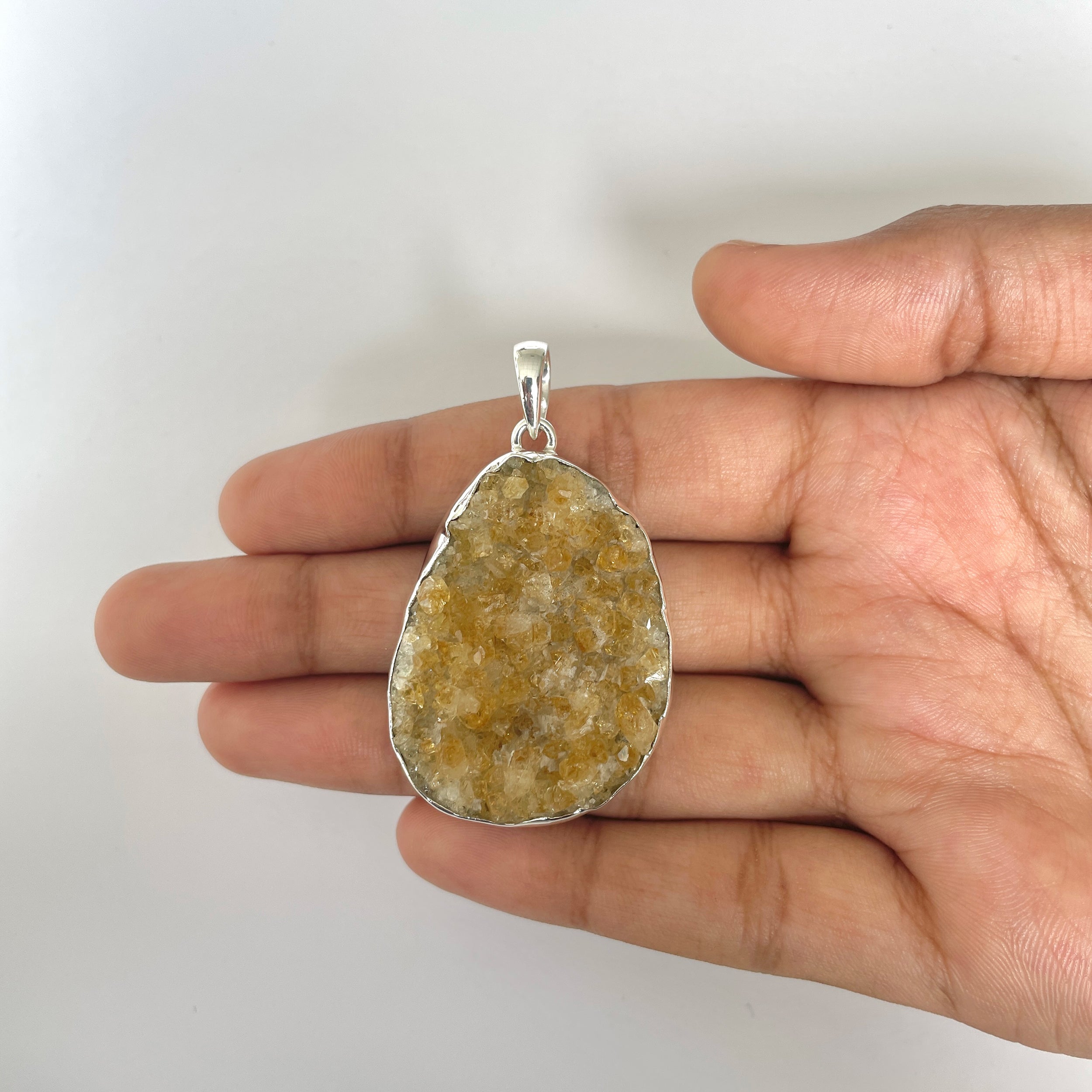 Citrine Druzy Pendant-(CTD-1-32)