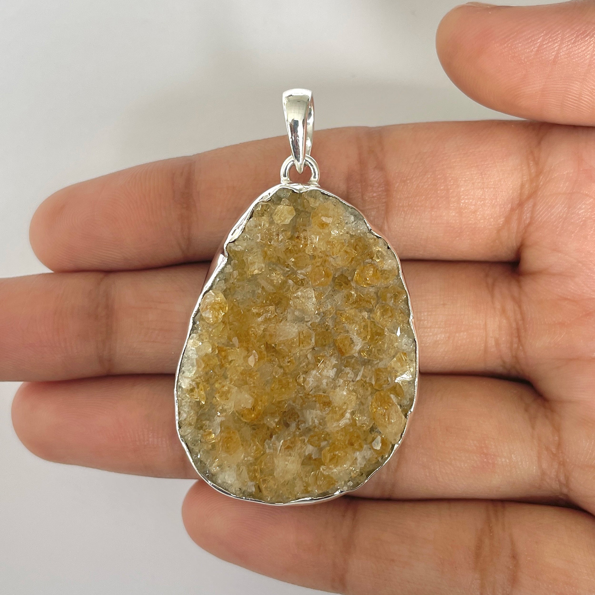 Citrine Druzy Pendant-(CTD-1-32)