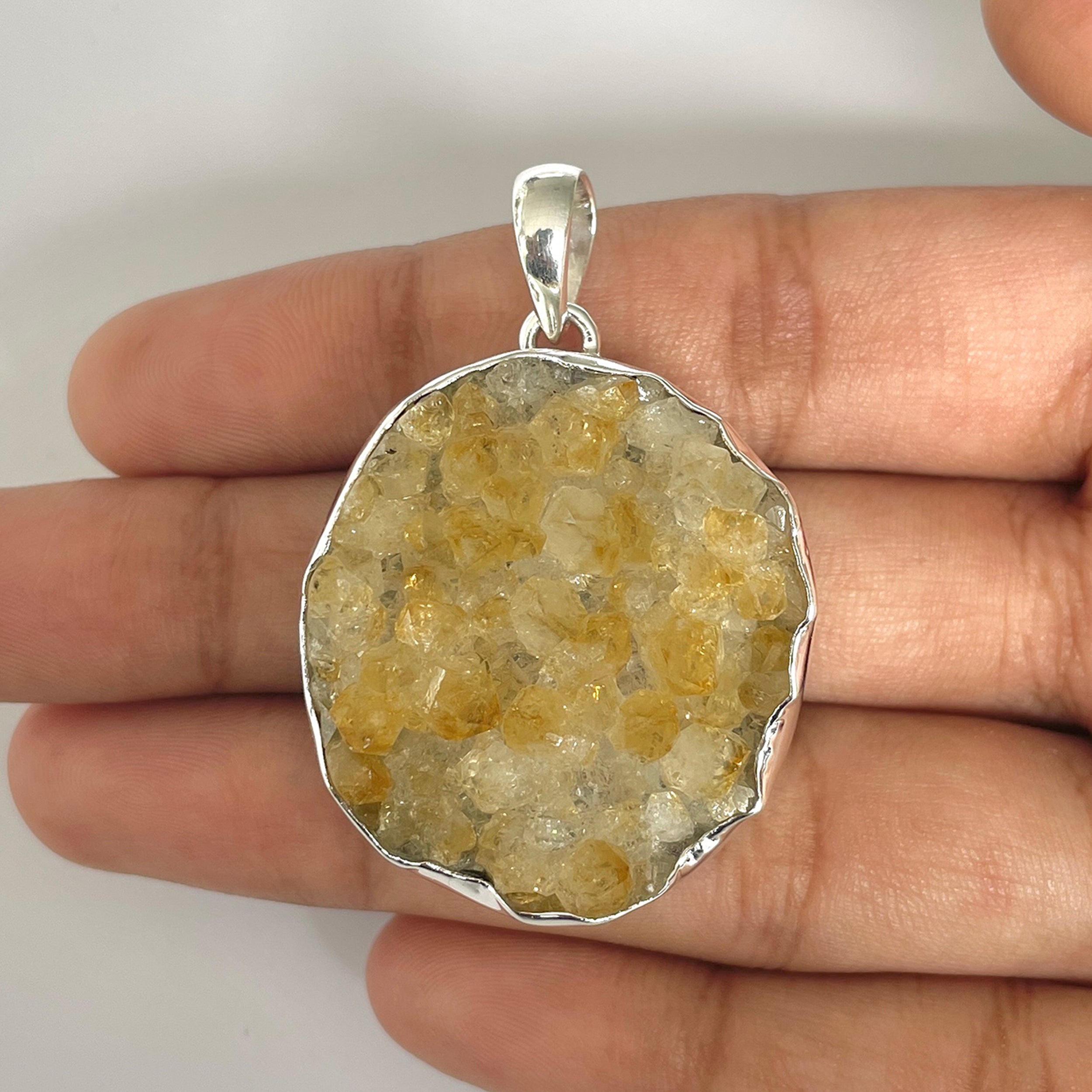 Citrine Druzy Pendant-(CTD-1-7)
