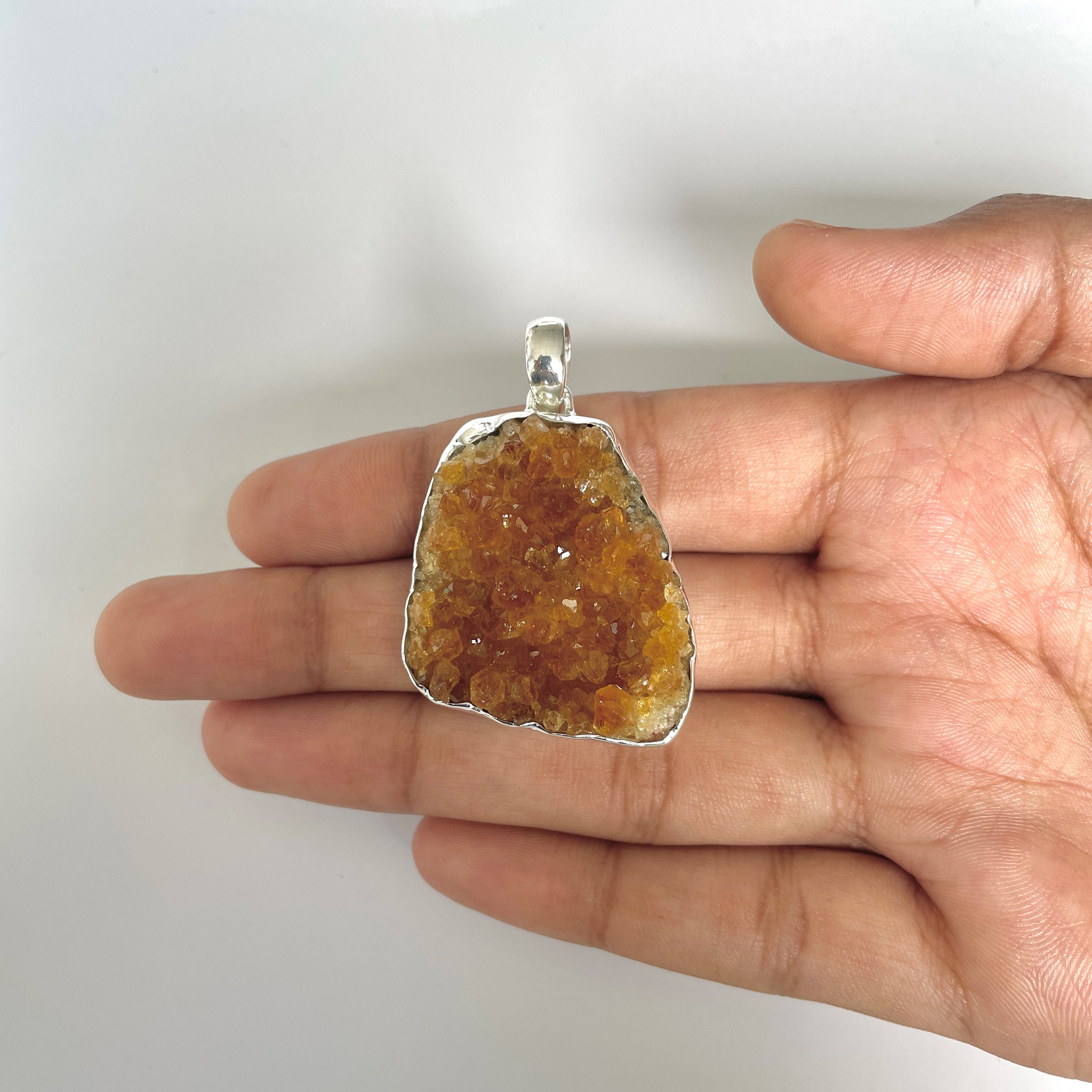 Citrine Druzy Pendant-(CTD-1-8)
