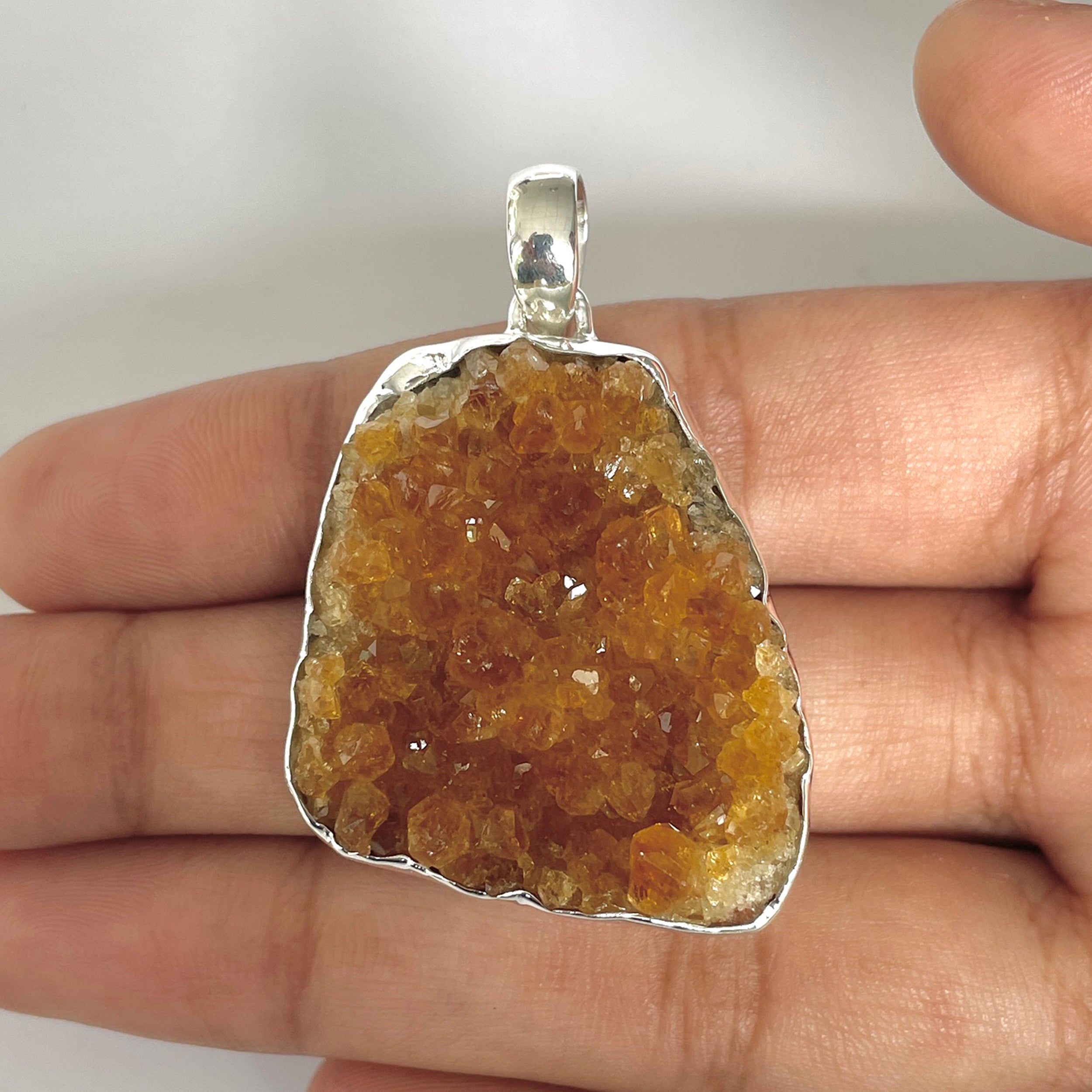Citrine Druzy Pendant-(CTD-1-8)