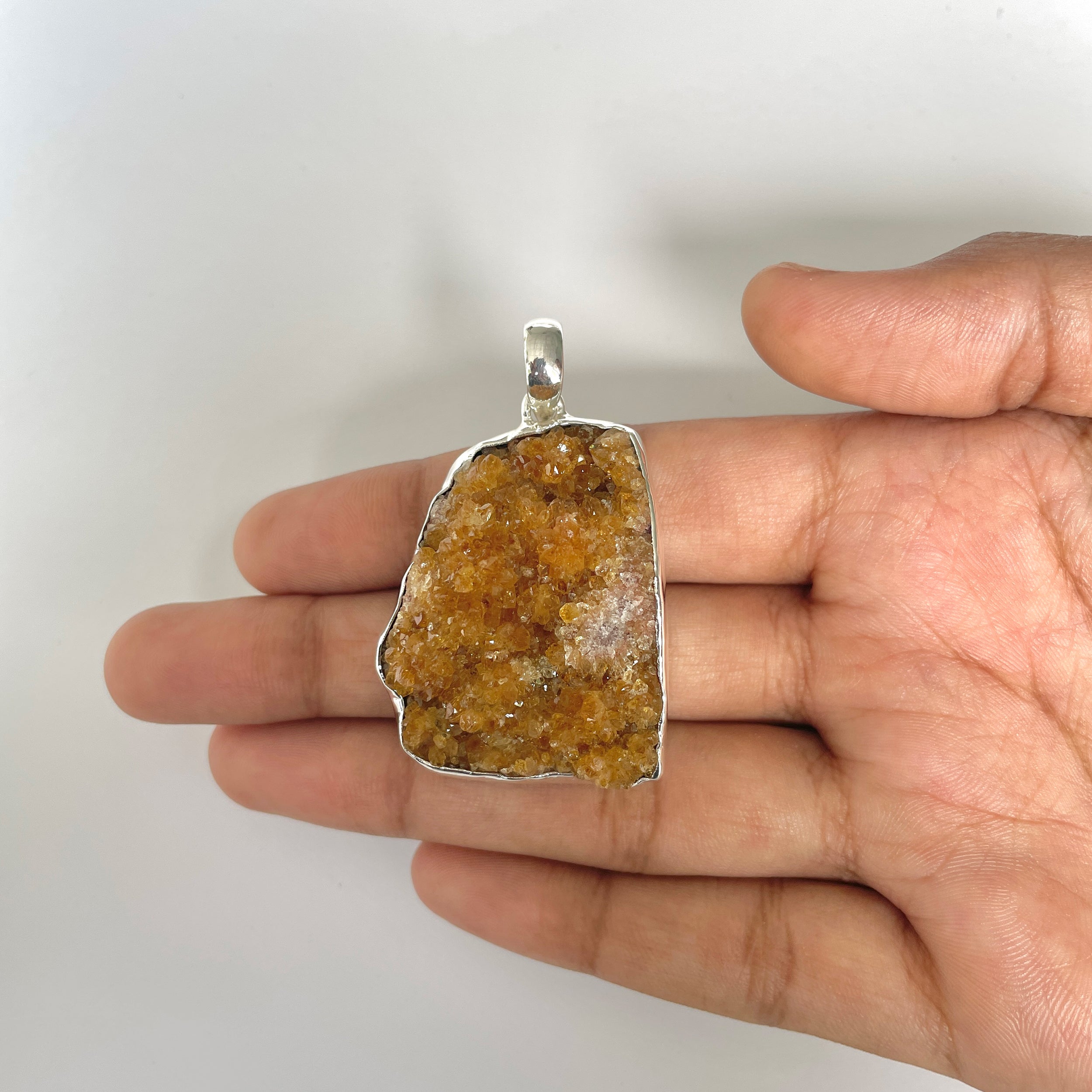 Citrine Druzy Pendant-(CTD-1-9)