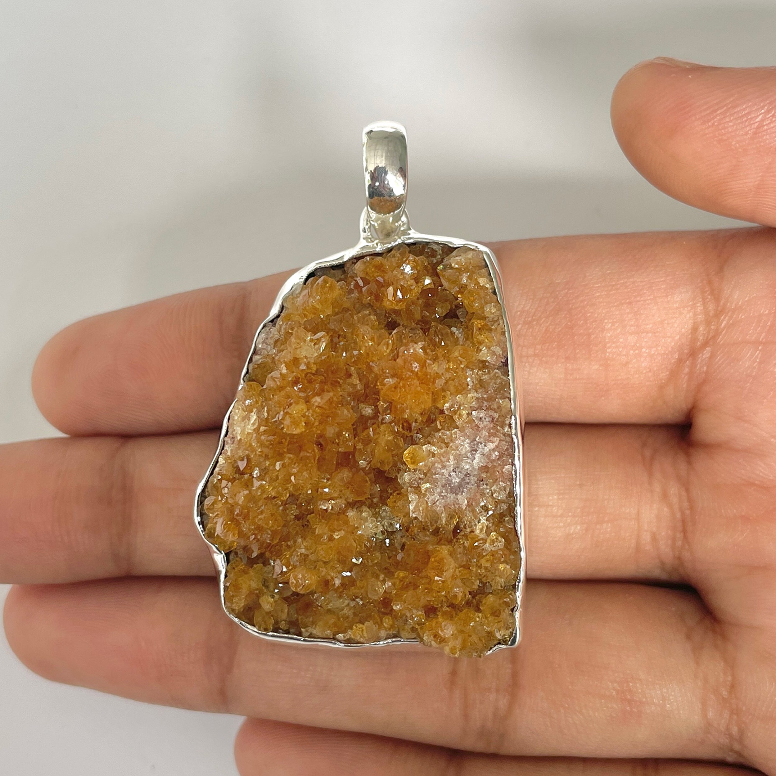 Citrine Druzy Pendant-(CTD-1-9)