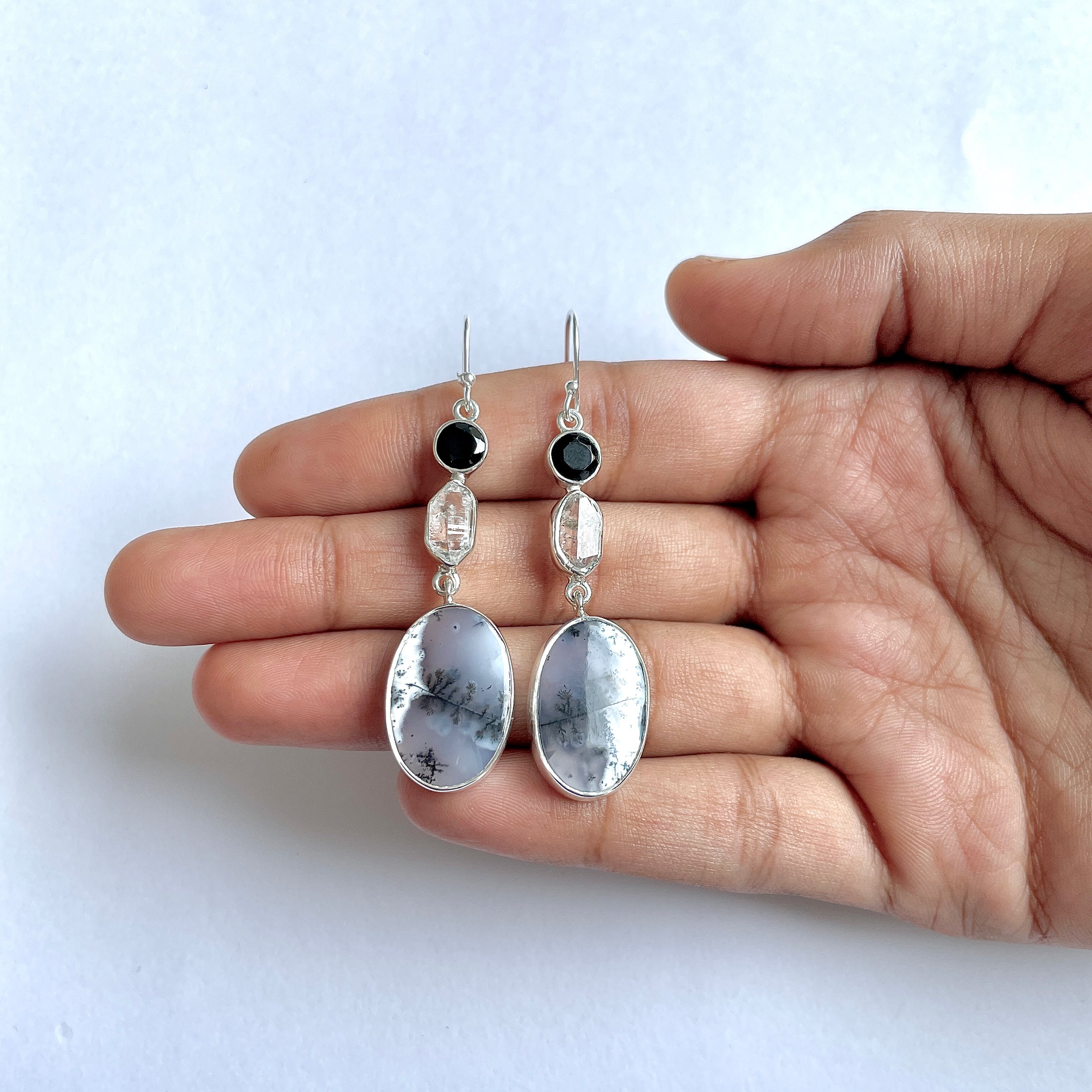 Dendritic Agate Earring-(DDA-3-15)