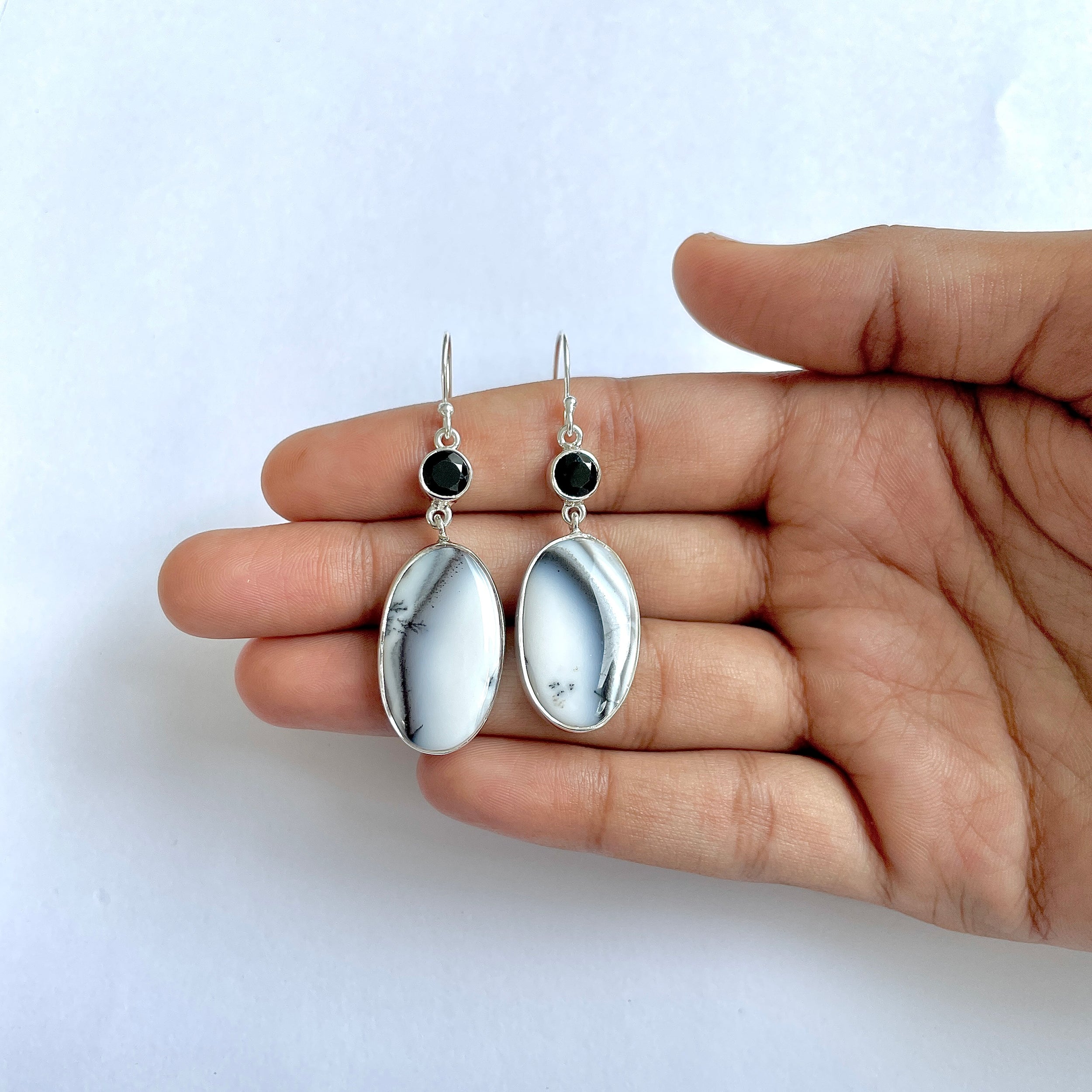 Dendritic Agate Earring-(DDA-3-17)