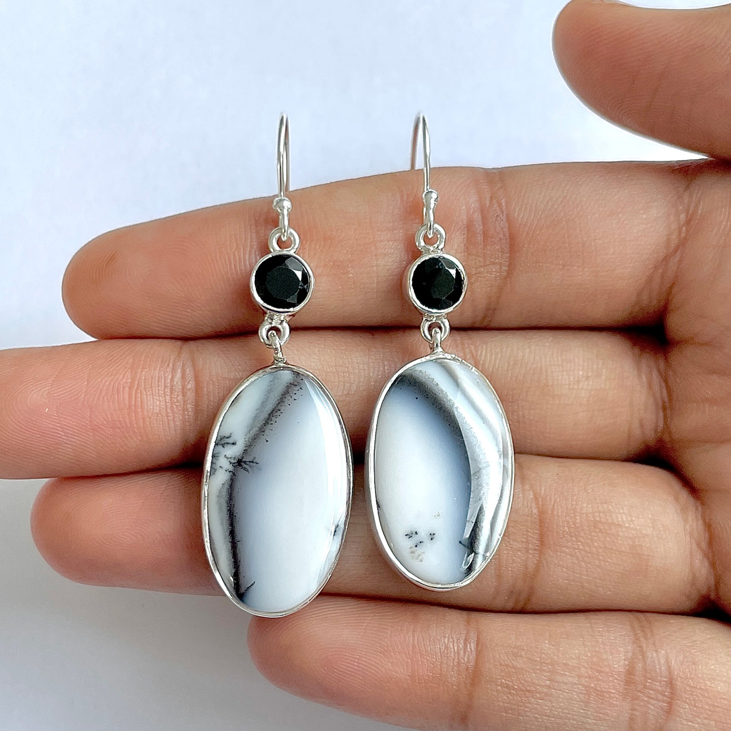 Dendritic Agate Earring-(DDA-3-17)