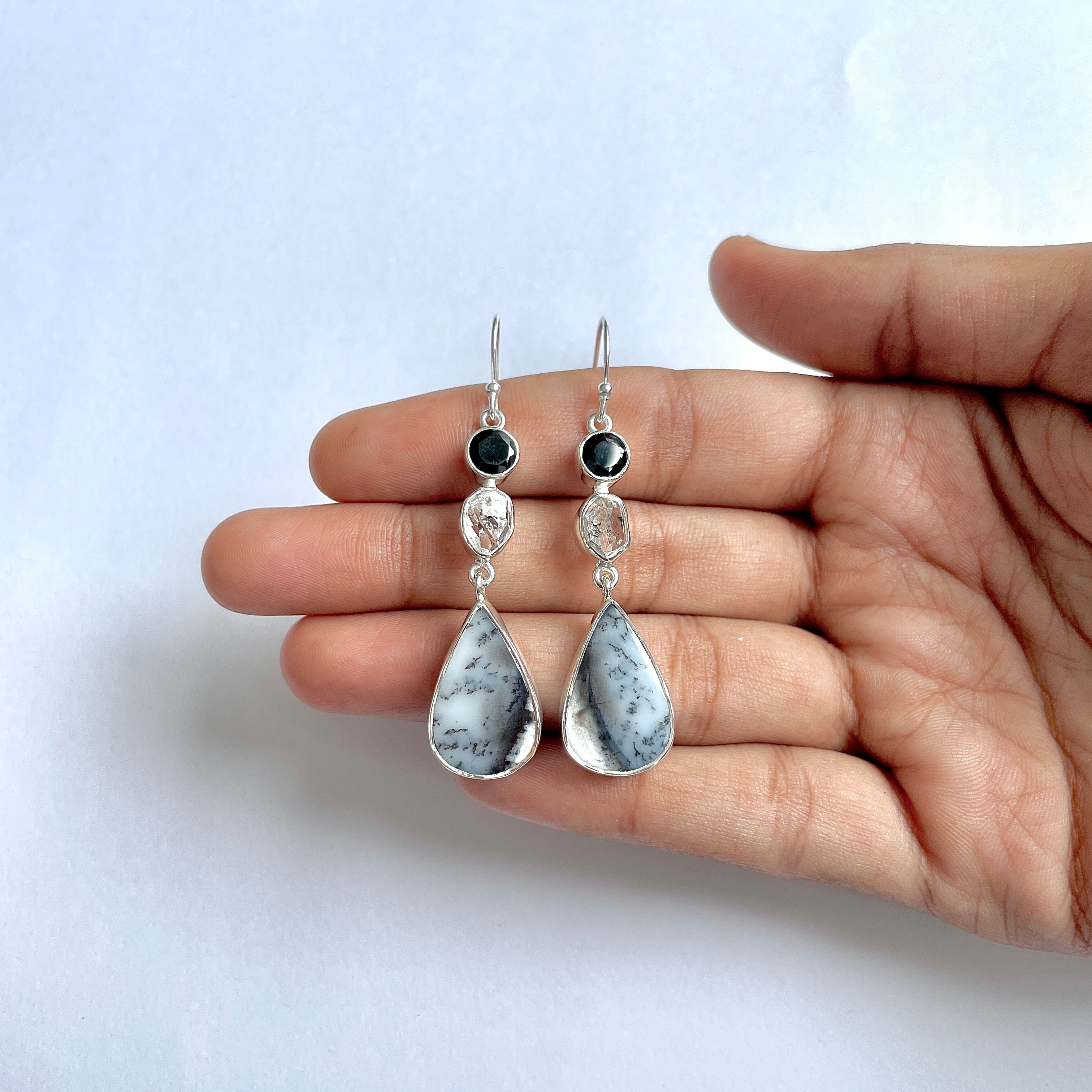 Dendritic Agate Earring-(DDA-3-37)