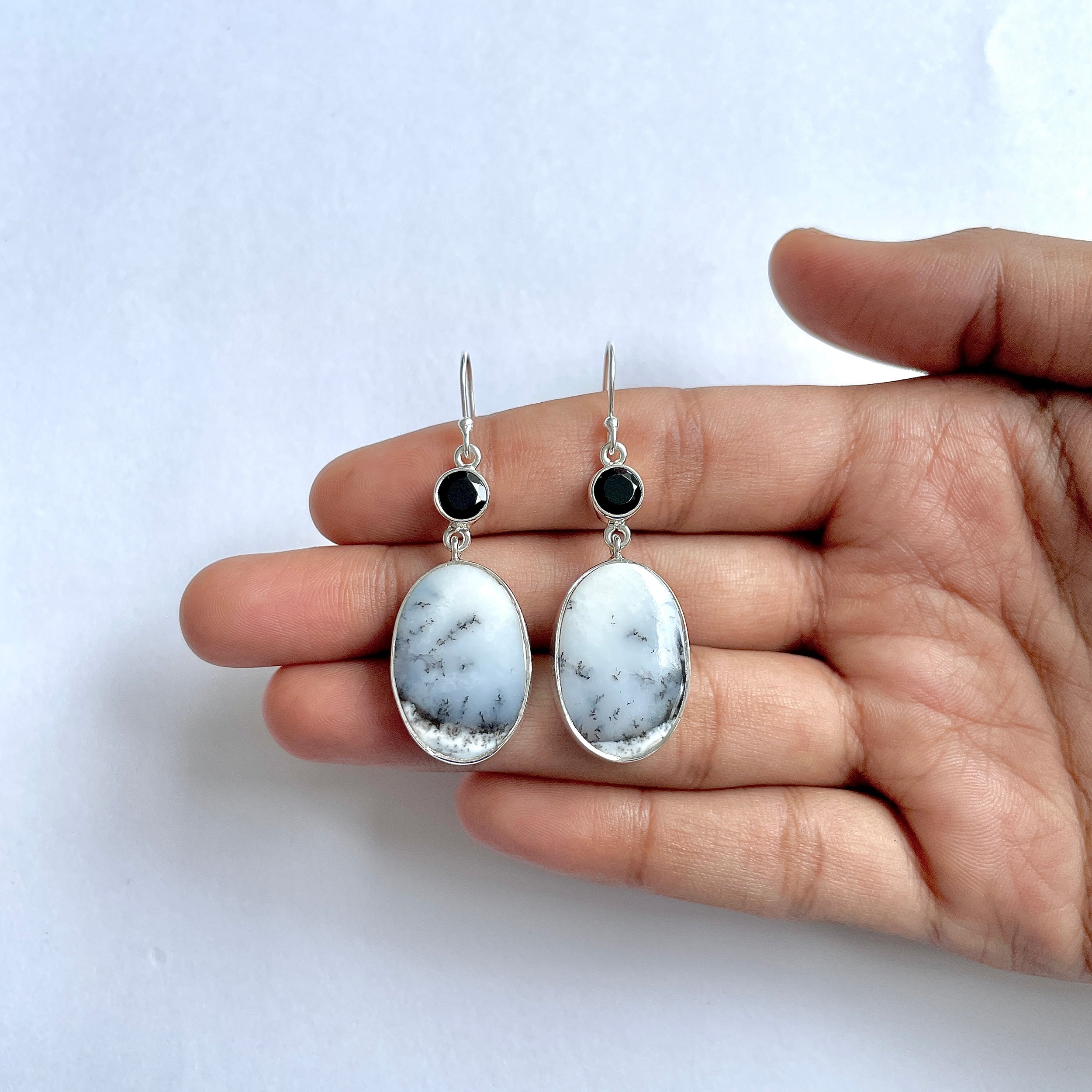 Dendritic Agate Earring-(DDA-3-44)