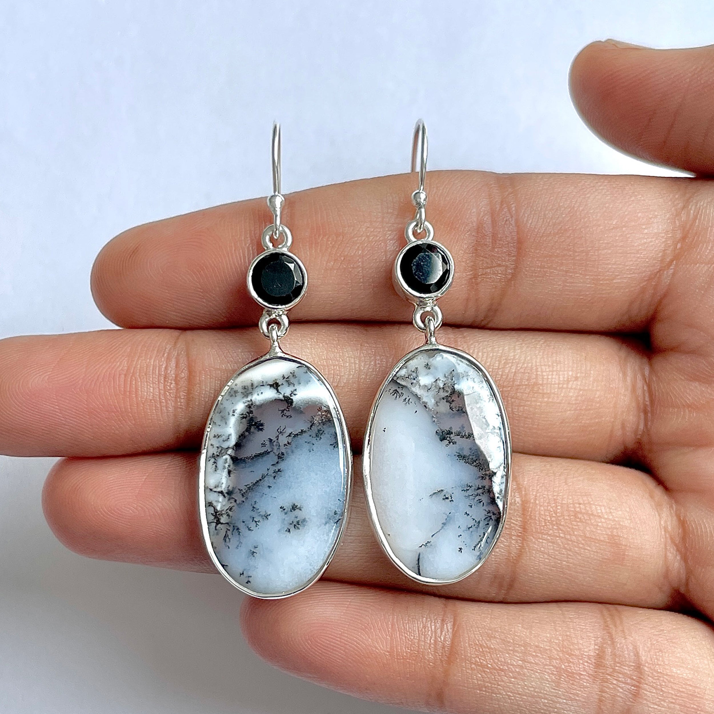 Dendritic Agate Earring-(DDA-3-48)