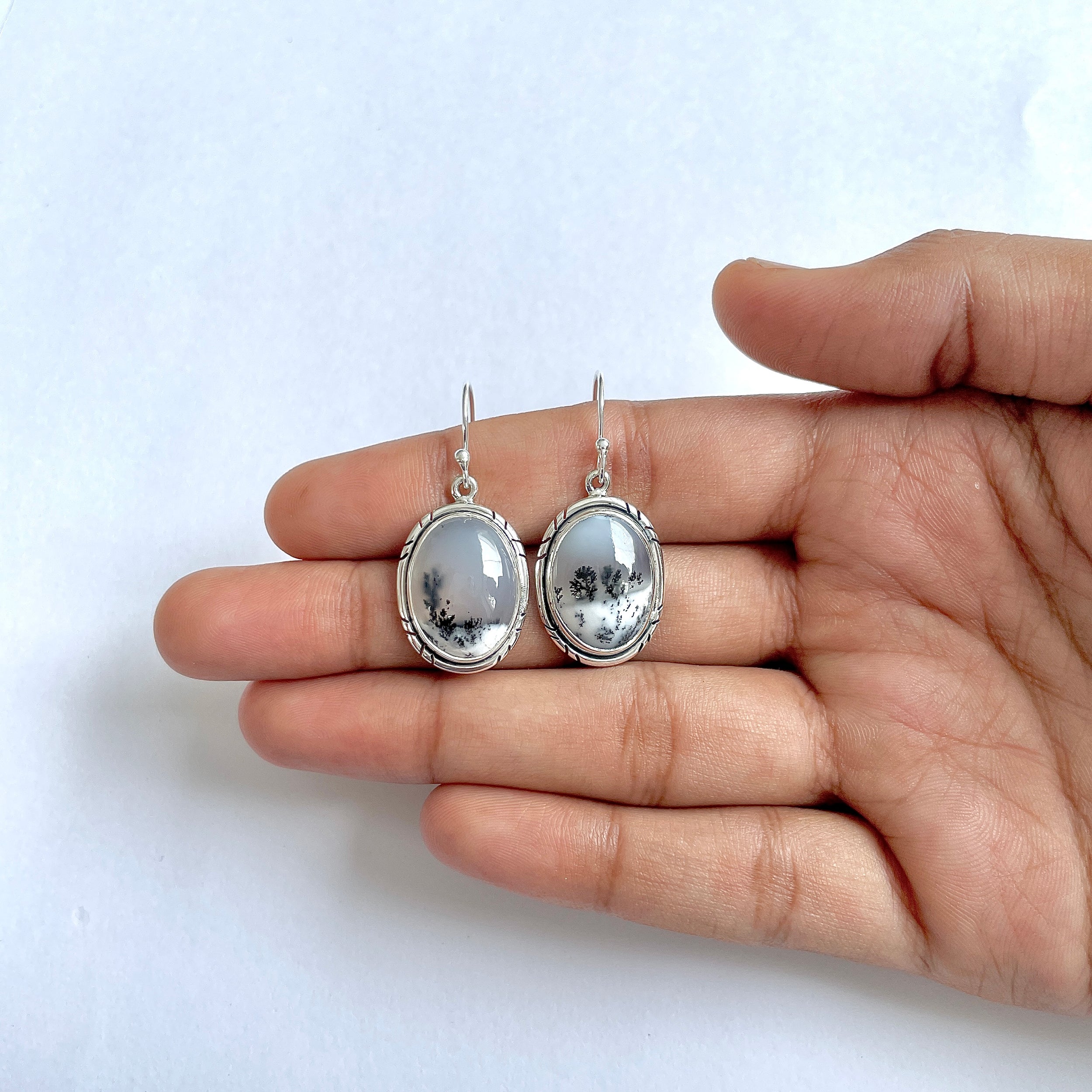 Dendritic Agate Earring-(DDA-3-6)