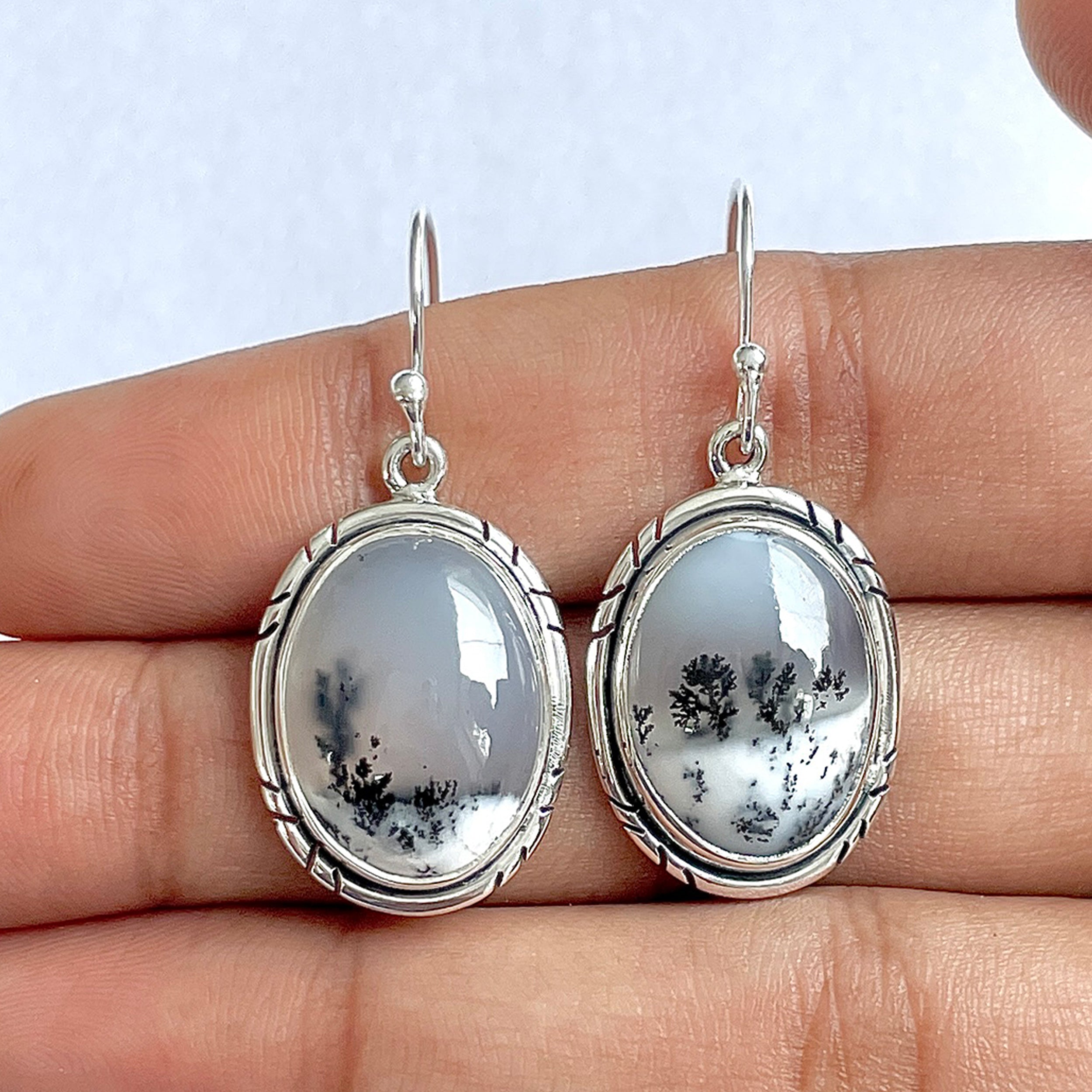 Dendritic Agate Earring-(DDA-3-6)
