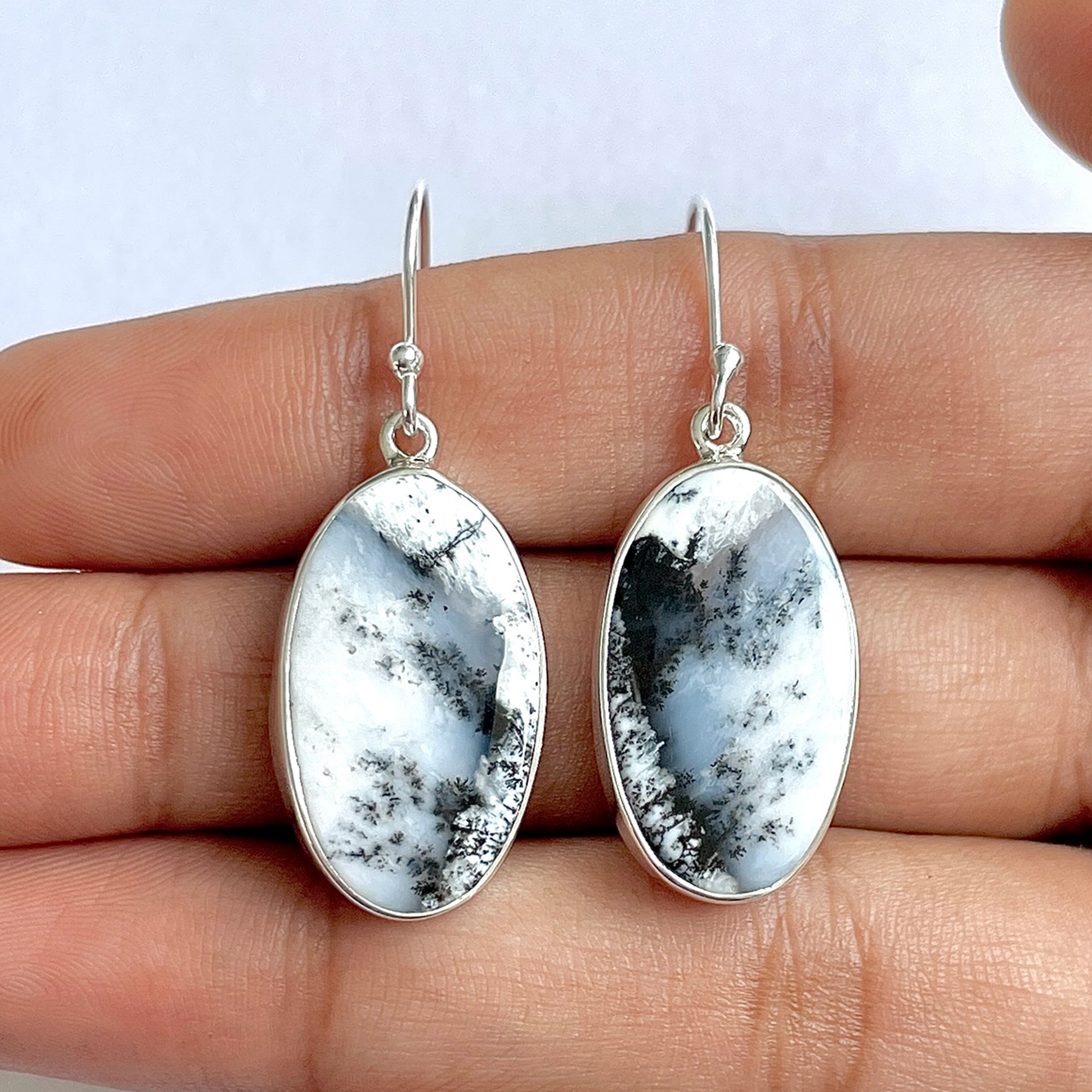 Dendritic Agate Earring-(DDA-3-9)