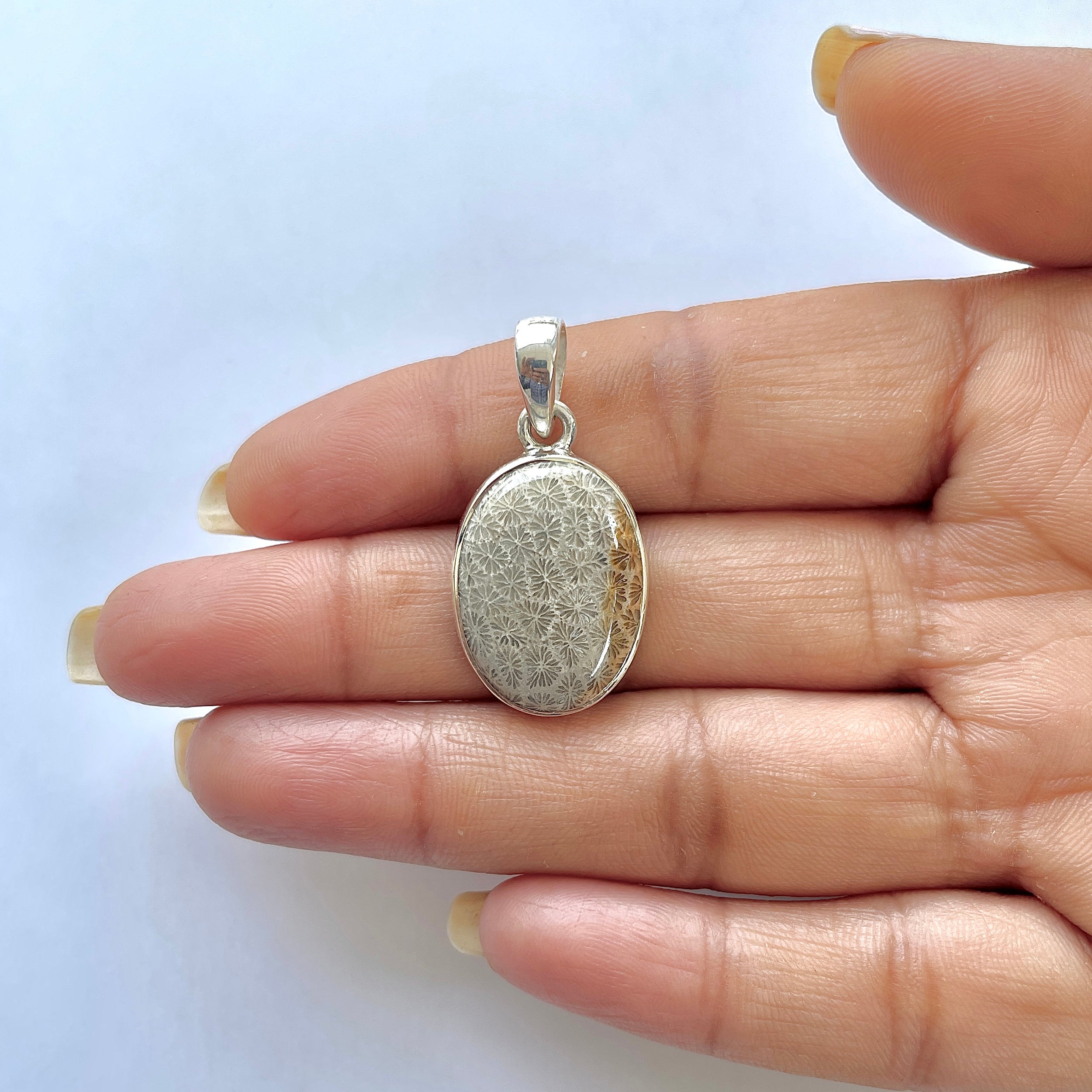 Fossilized Coral Pendant-(FSC-1-1)