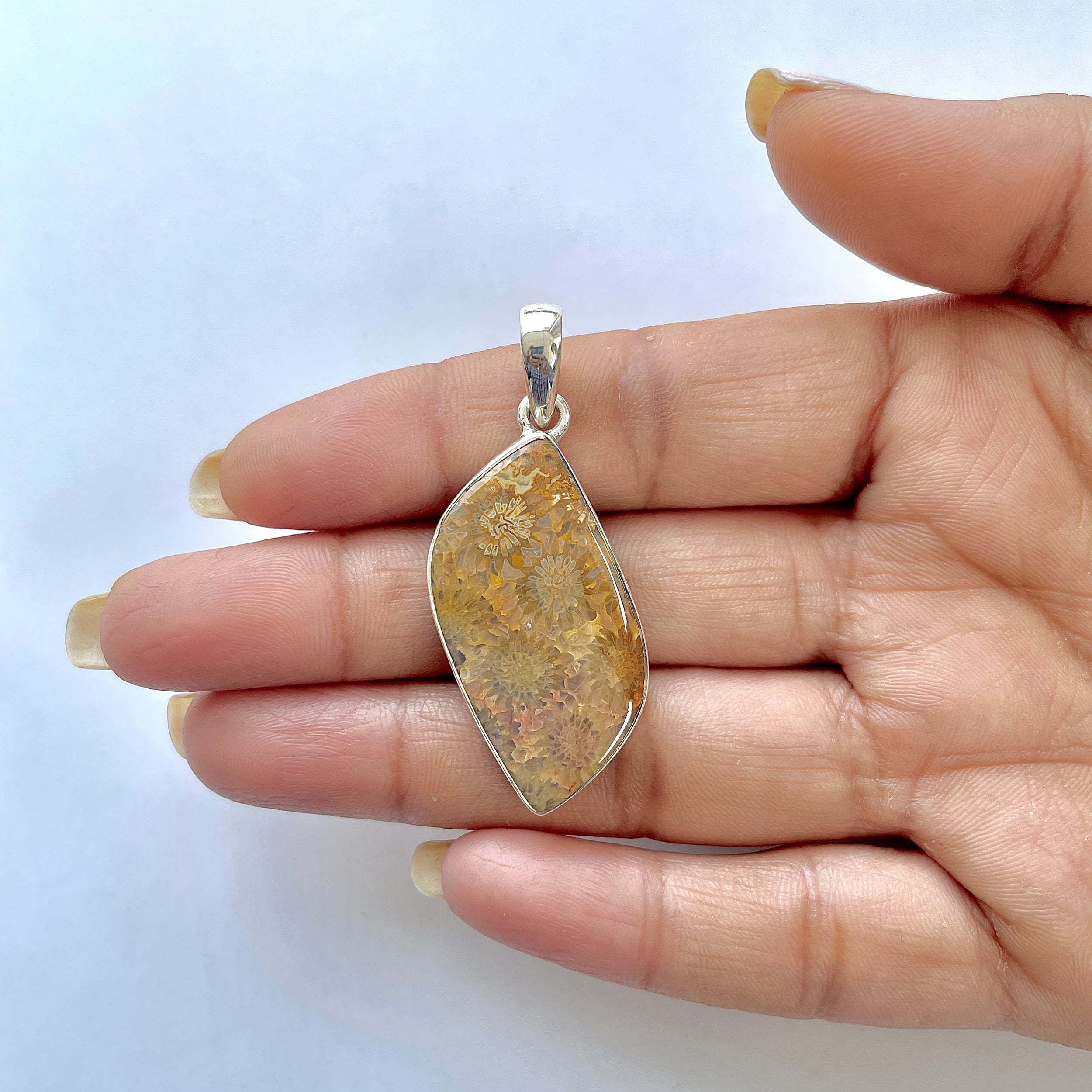 Fossilized Coral Pendant-(FSC-1-12)