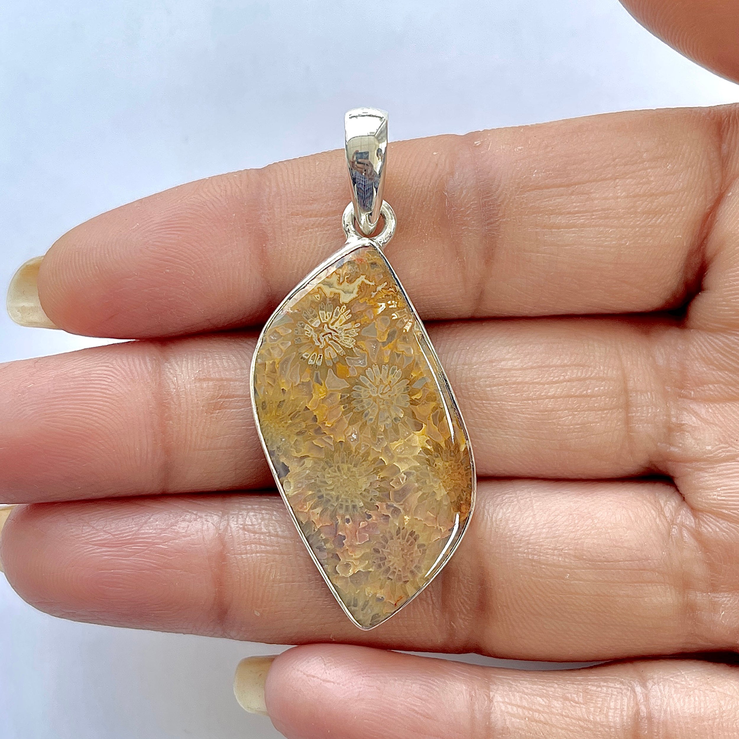 Fossilized Coral Pendant-(FSC-1-12)