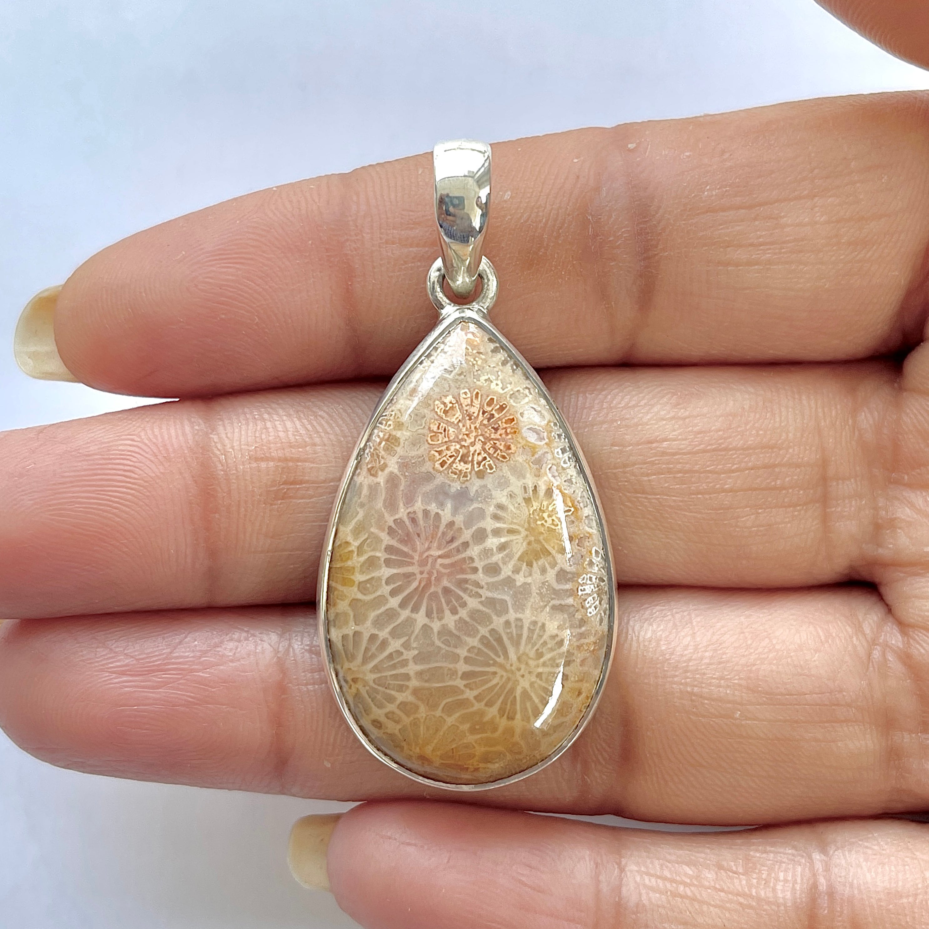 Fossilized Coral Pendant-(FSC-1-15)