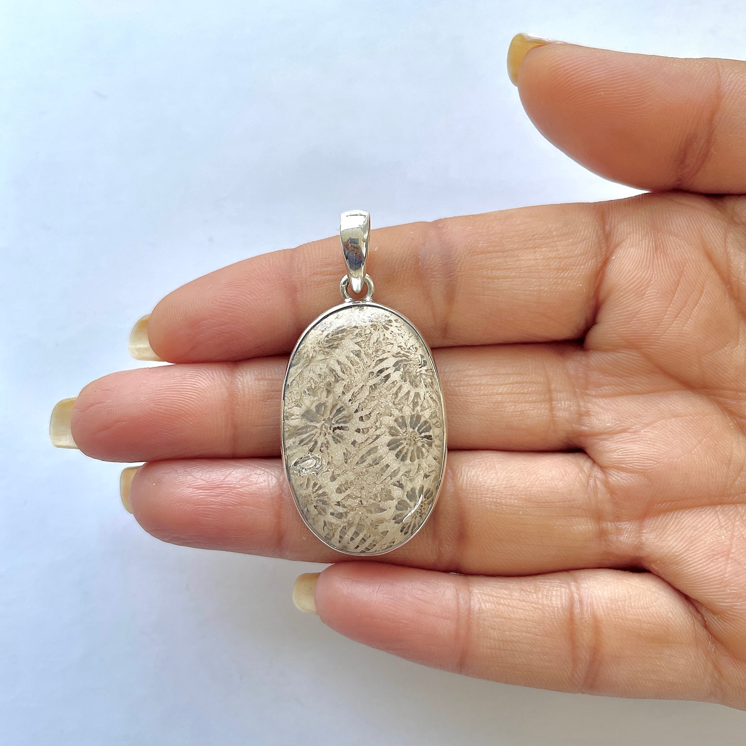 Fossilized Coral Pendant-(FSC-1-16)
