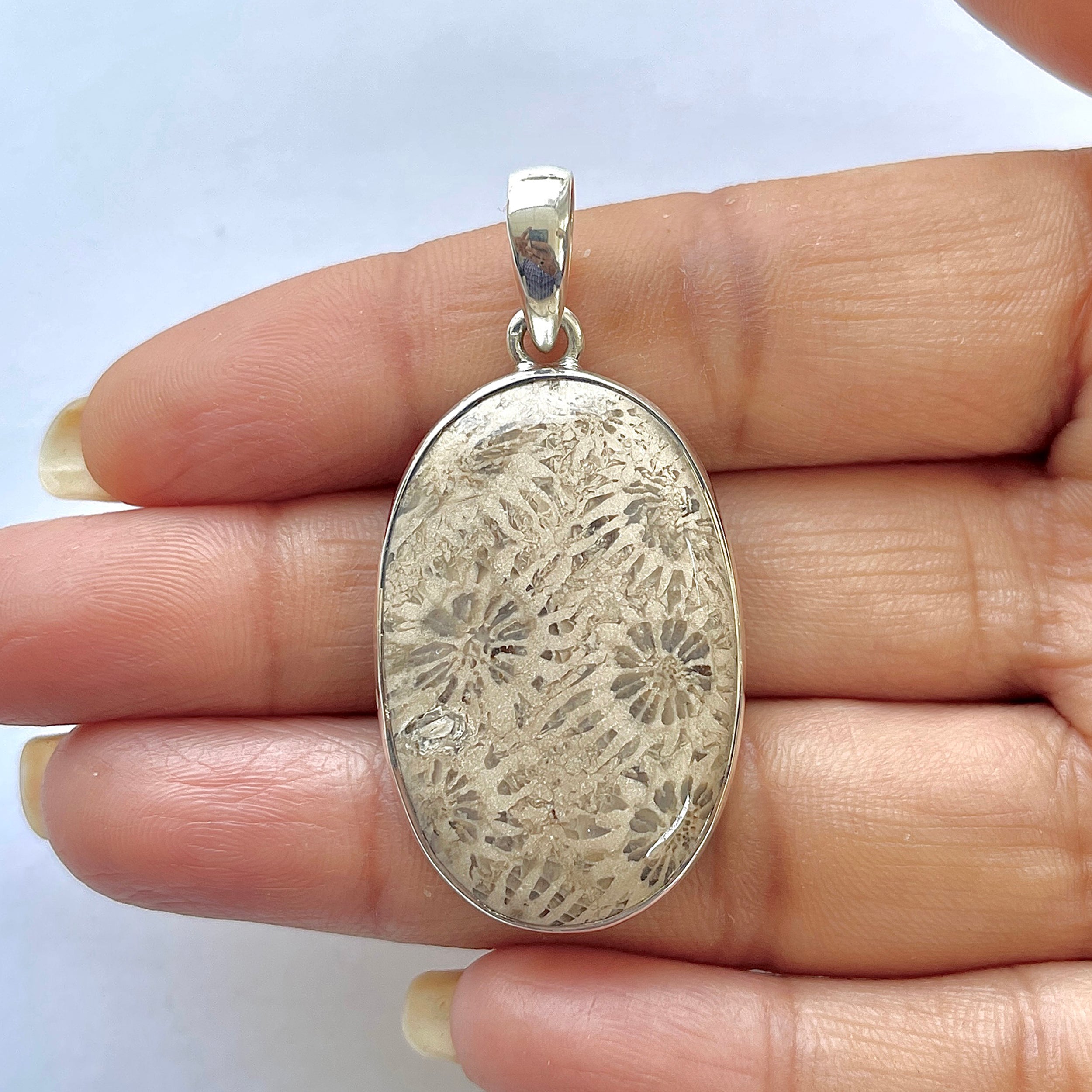 Fossilized Coral Pendant-(FSC-1-16)