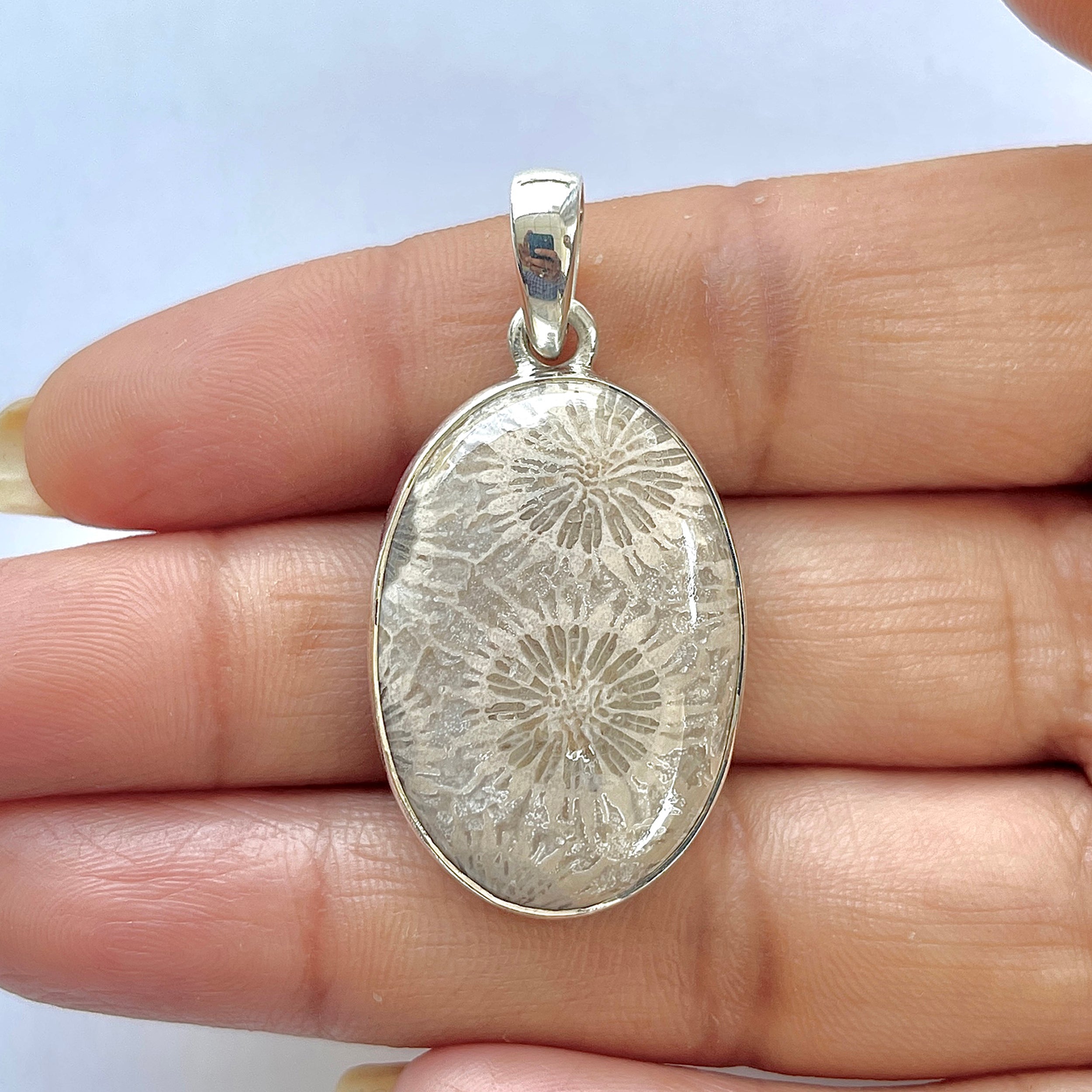 Fossilized Coral Pendant-(FSC-1-17)