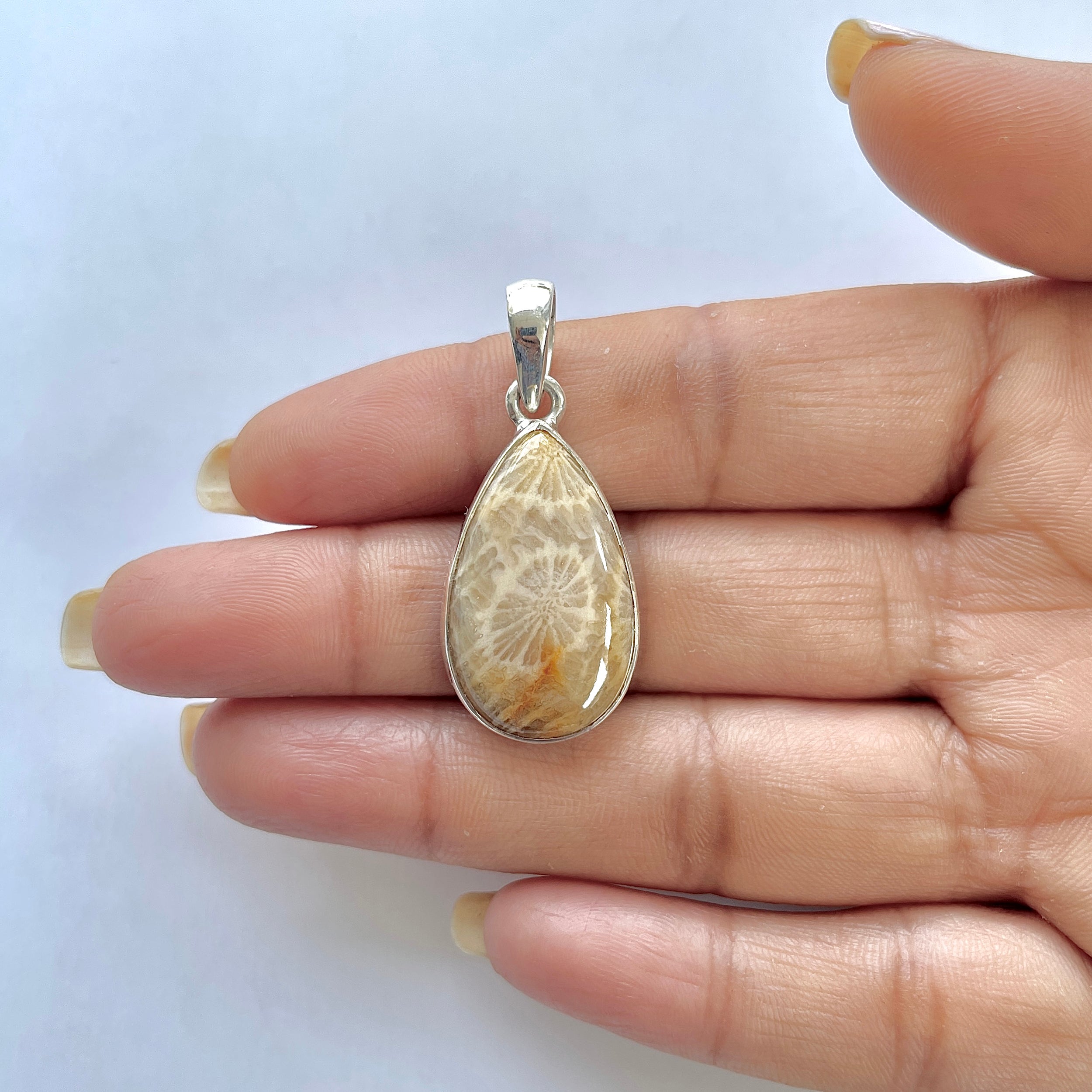 Fossilized Coral Pendant-(FSC-1-18)